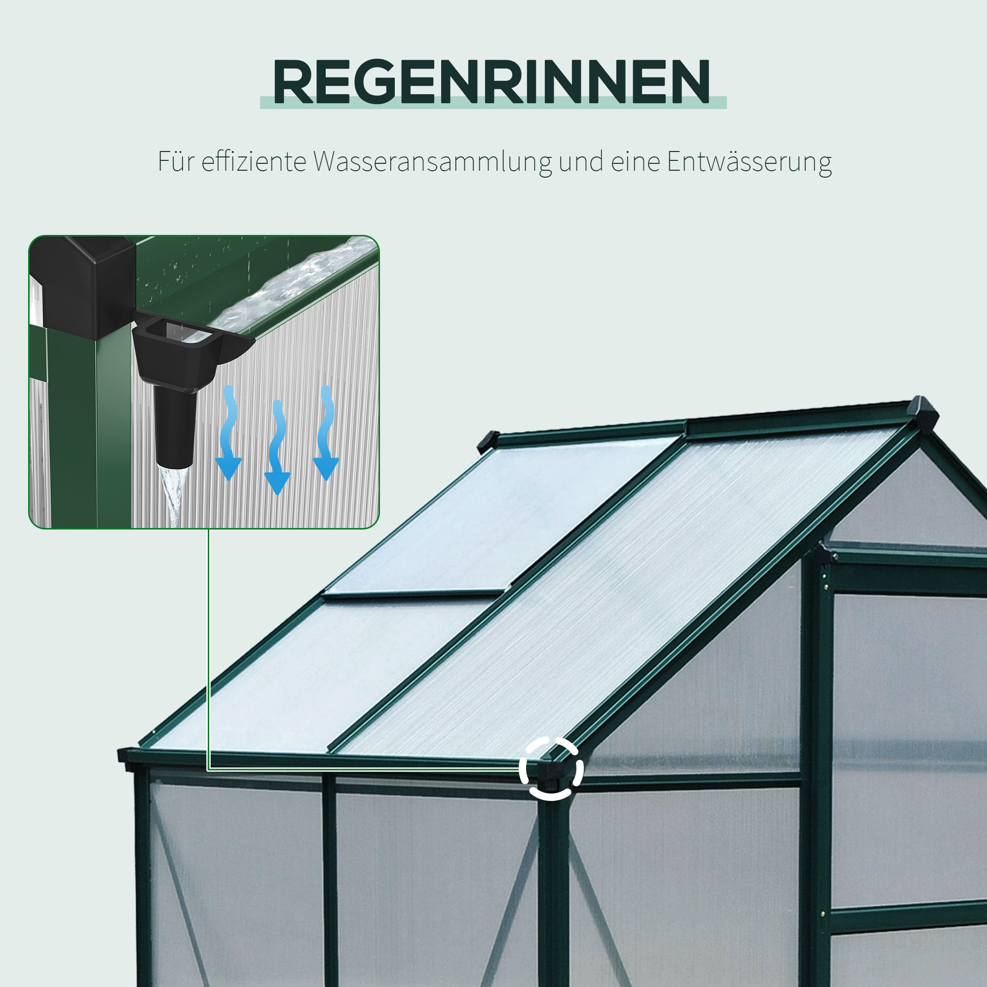 Gewächshaus mit Dachfenster Aluminium Treibhaus 190 cm x 132 cm x 201 cm Grün + Transparent
