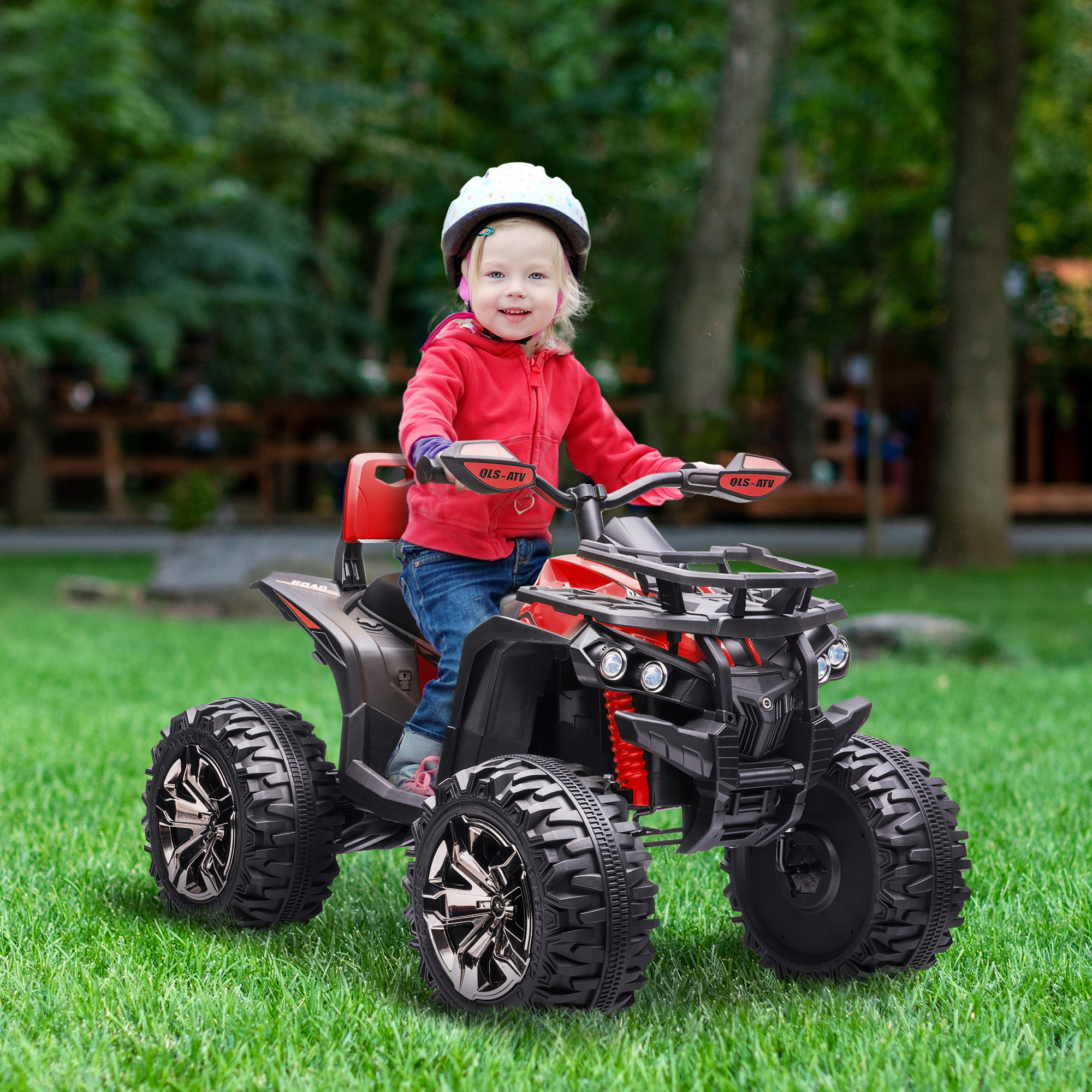 Elektro-Kinderquad, 3-8 km/h, 45 Min. Betriebszeit, LED-Scheinwerfer, Musikplayer mit USB, für Kinder 3 bis 5 Jahre