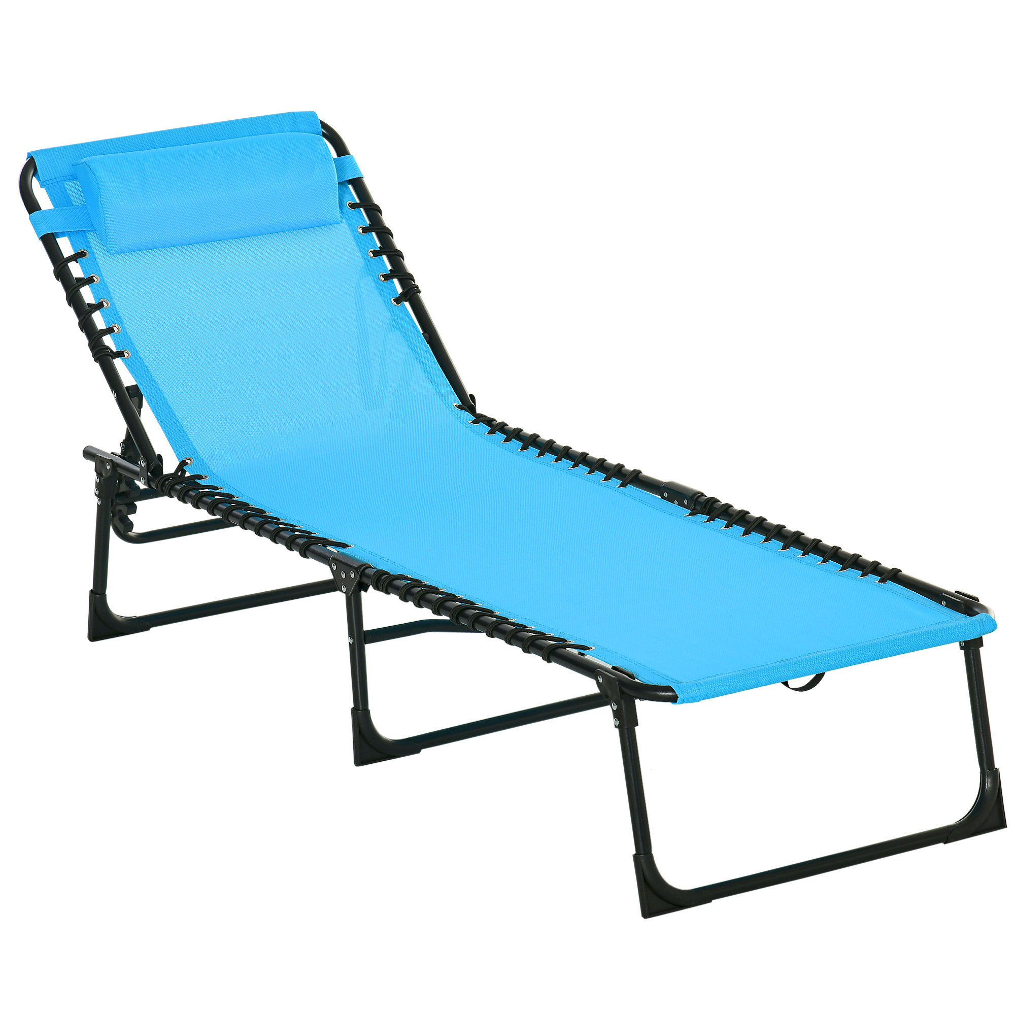 Sonnenliege, klappbar, atmungsaktiver Bezug, Metallrahmen, 189 x 58 x 30 cm, Blau