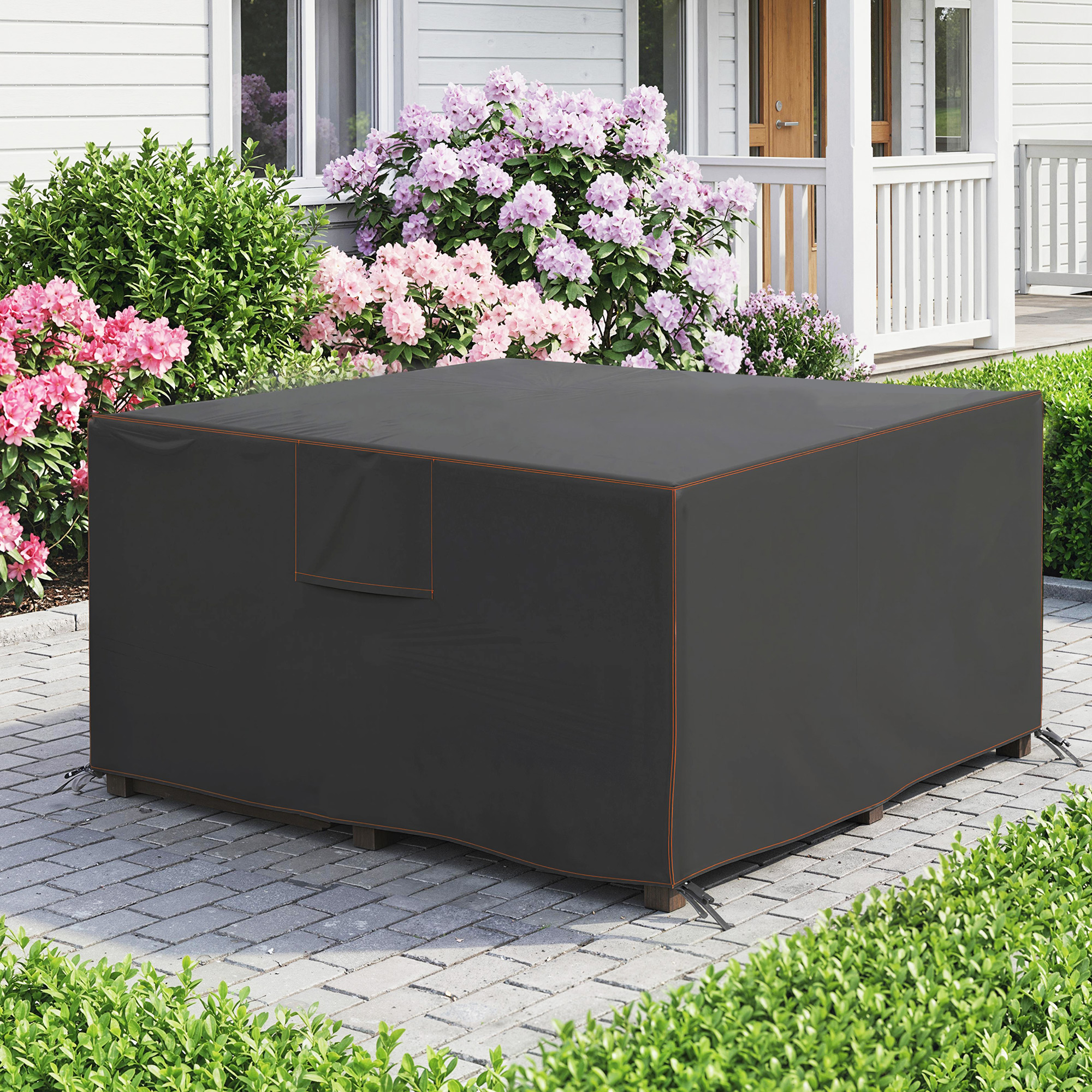 Schutzhülle für Gartenmöbel Winterfest Wasserdicht Abdeckung Anti-UV Abdeckplane 420D Oxford Gewebe 125x125x74cm Schwarz
