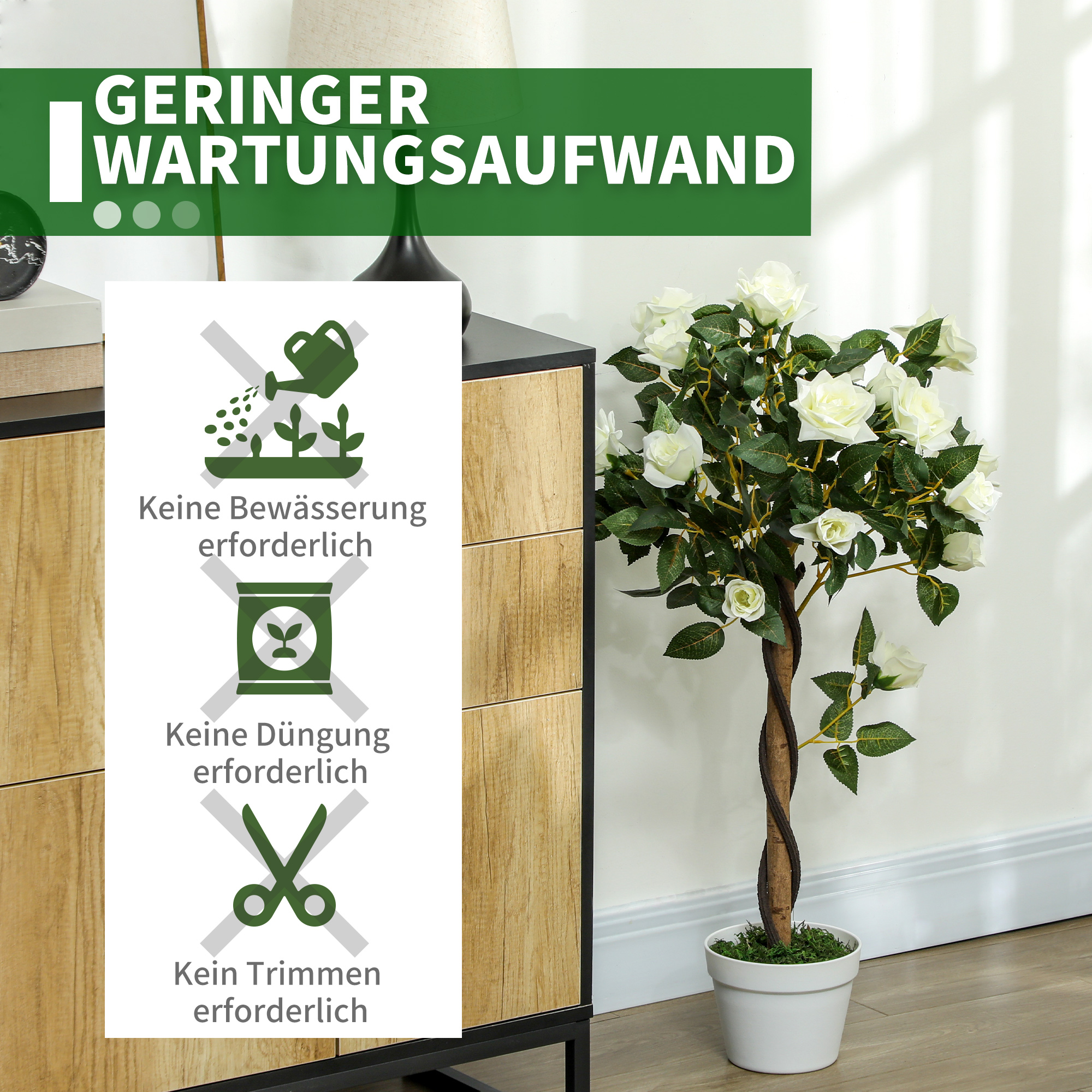 Kunstbaum, Künstliche Pflanze im Zementtopf, Kunstpflanze