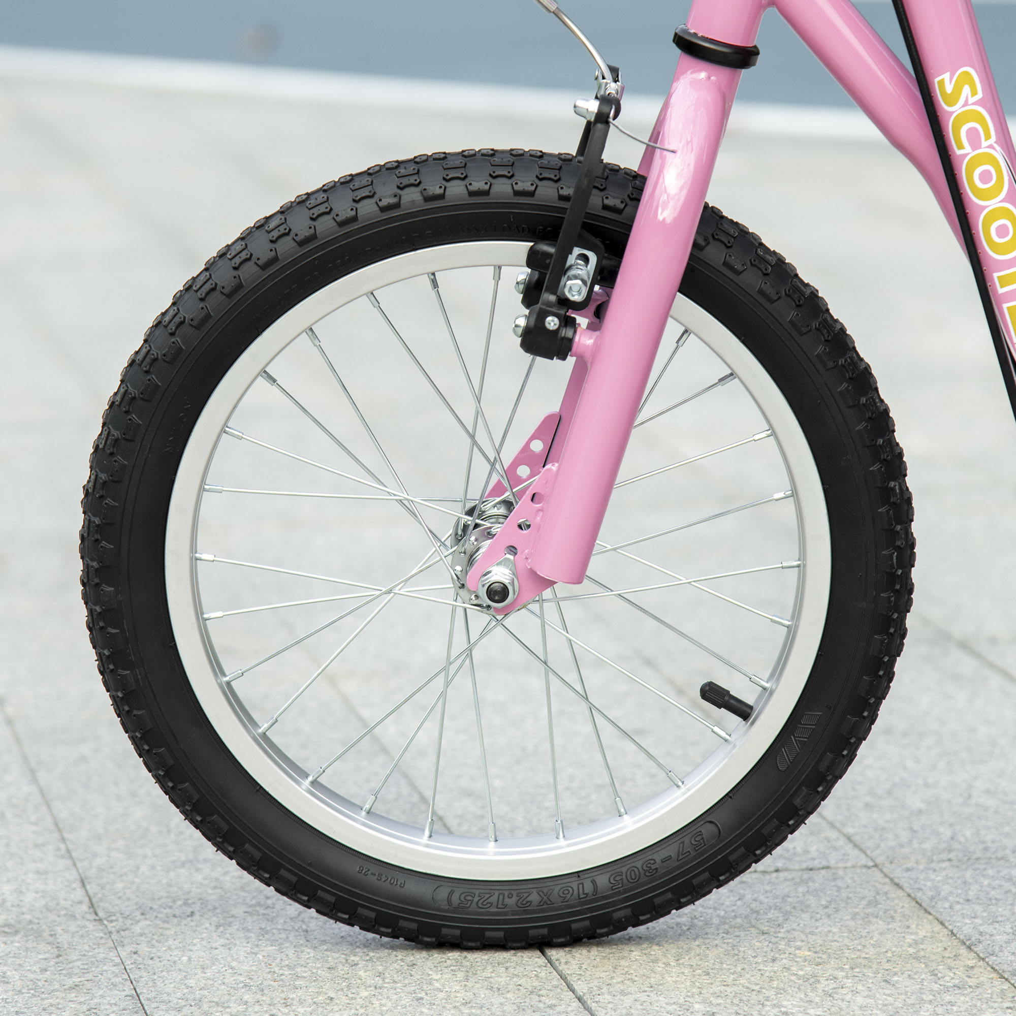 Roller Kinderroller mit Luftreifen Handbremse, 16 Zoll Tretroller Höhenverstellbar Kickscooter für Jungen und Mädchen ab 5 Jahre Kickboard Cityroller Kinder Scooter Rosa
