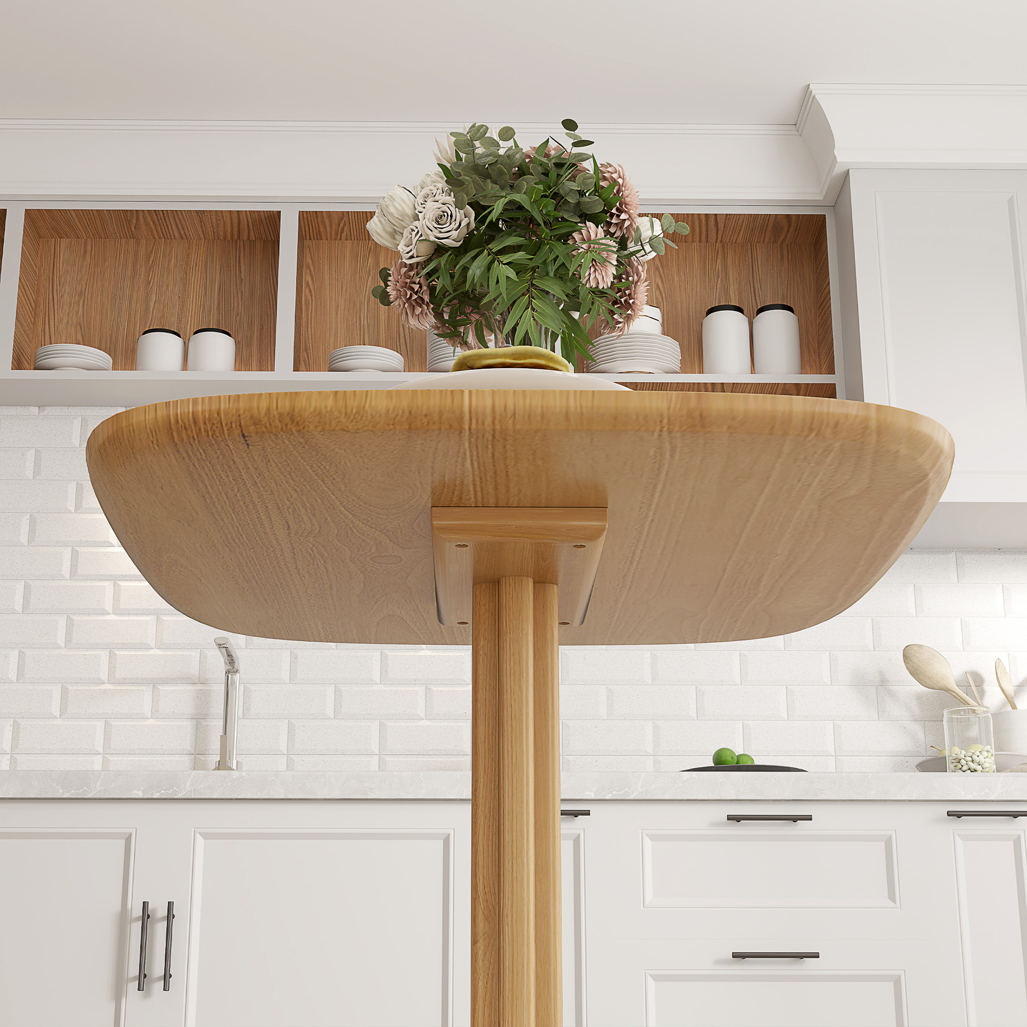 Esstisch, 70 x 70 cm Küchentisch für 4 Personen aus Kautschukholz für Küche, Esszimmer, Natur