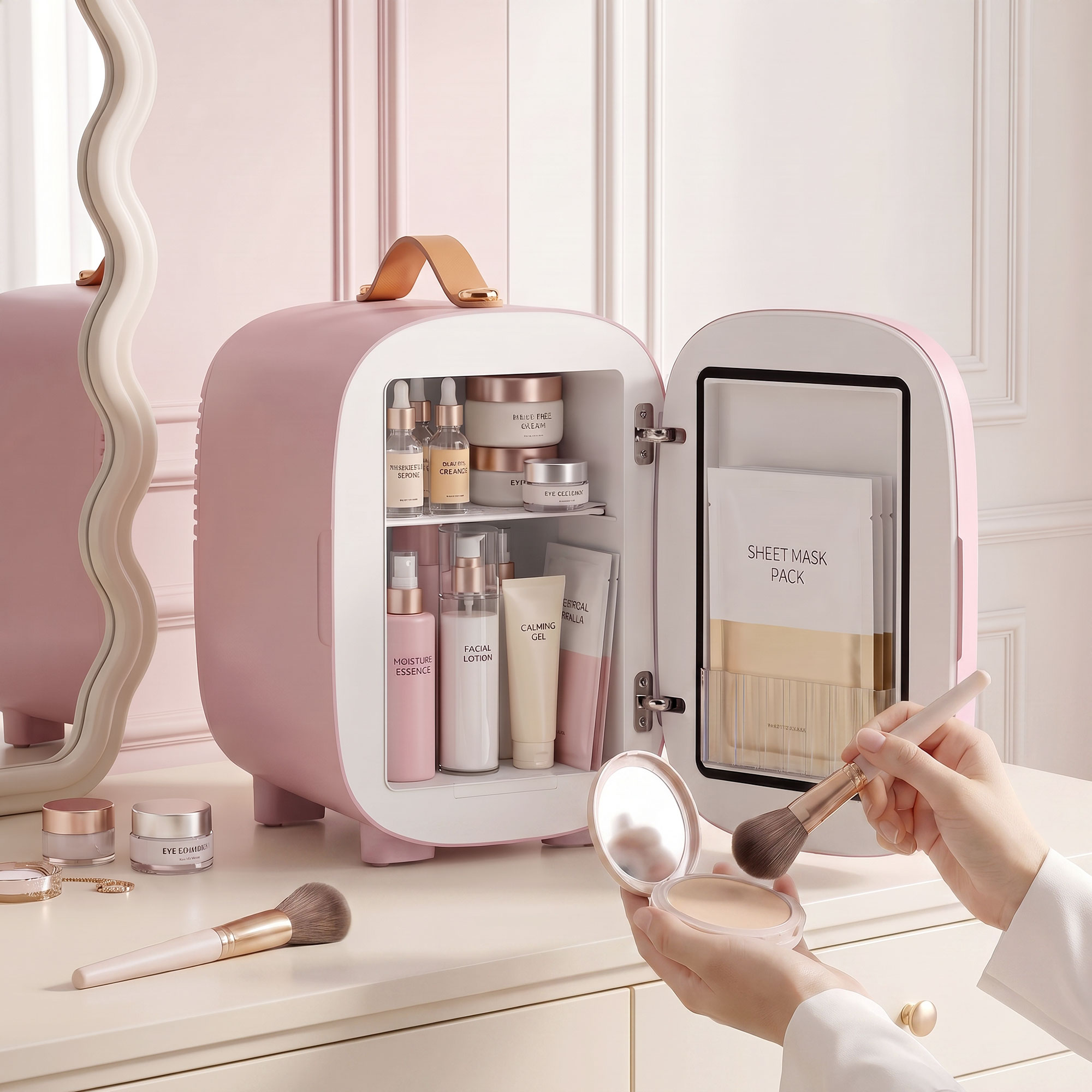Mini Kühlschrank Kühlschrank Beauty Fridge, 4 L Fassungsvermögen, 20,3 x 26,3 x 28 cm, Rosa
