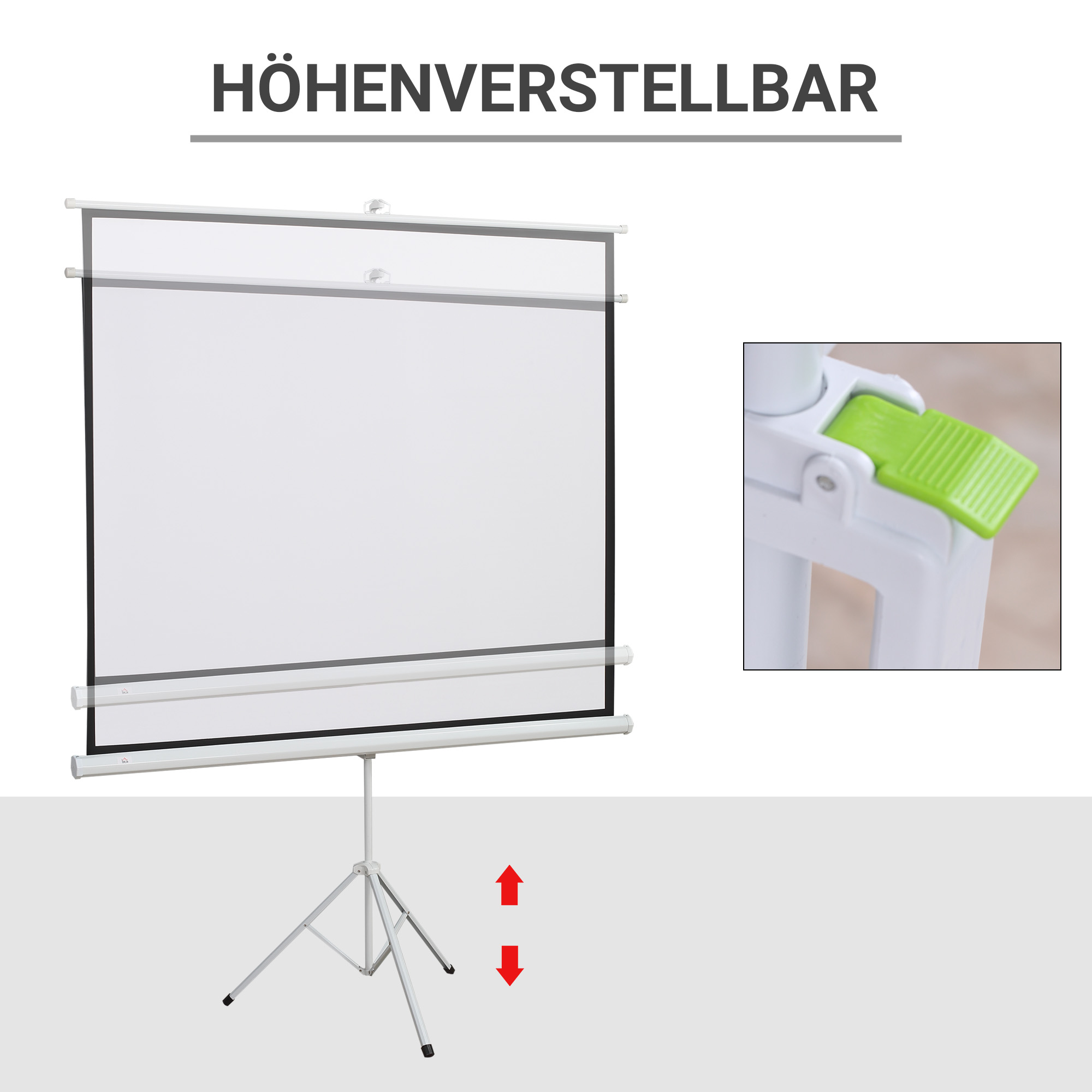 Projektionsleinwand im 4:3-Format, Kinoleinwand, Präsentationsfläche für Zuhause oder Büro, Weiß