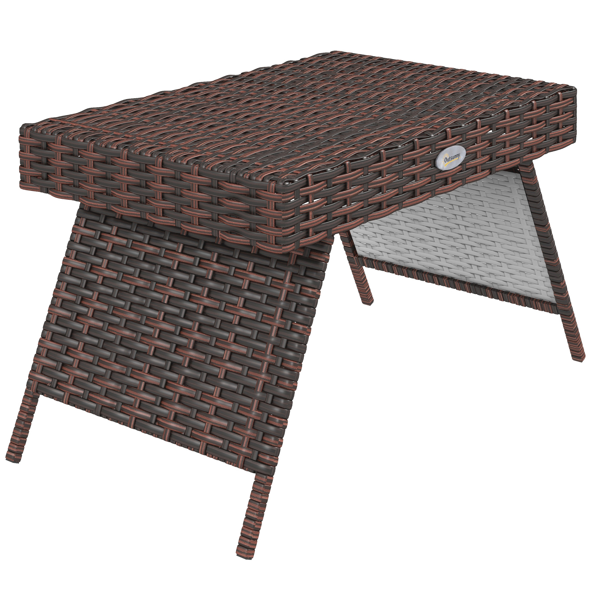 Gartentisch Outdoor-Couchtisch Outdoor-Beistelltisch, PE-Rattan, wetterbeständig, 60 cm x 41 cm x 41 cm,  Braun