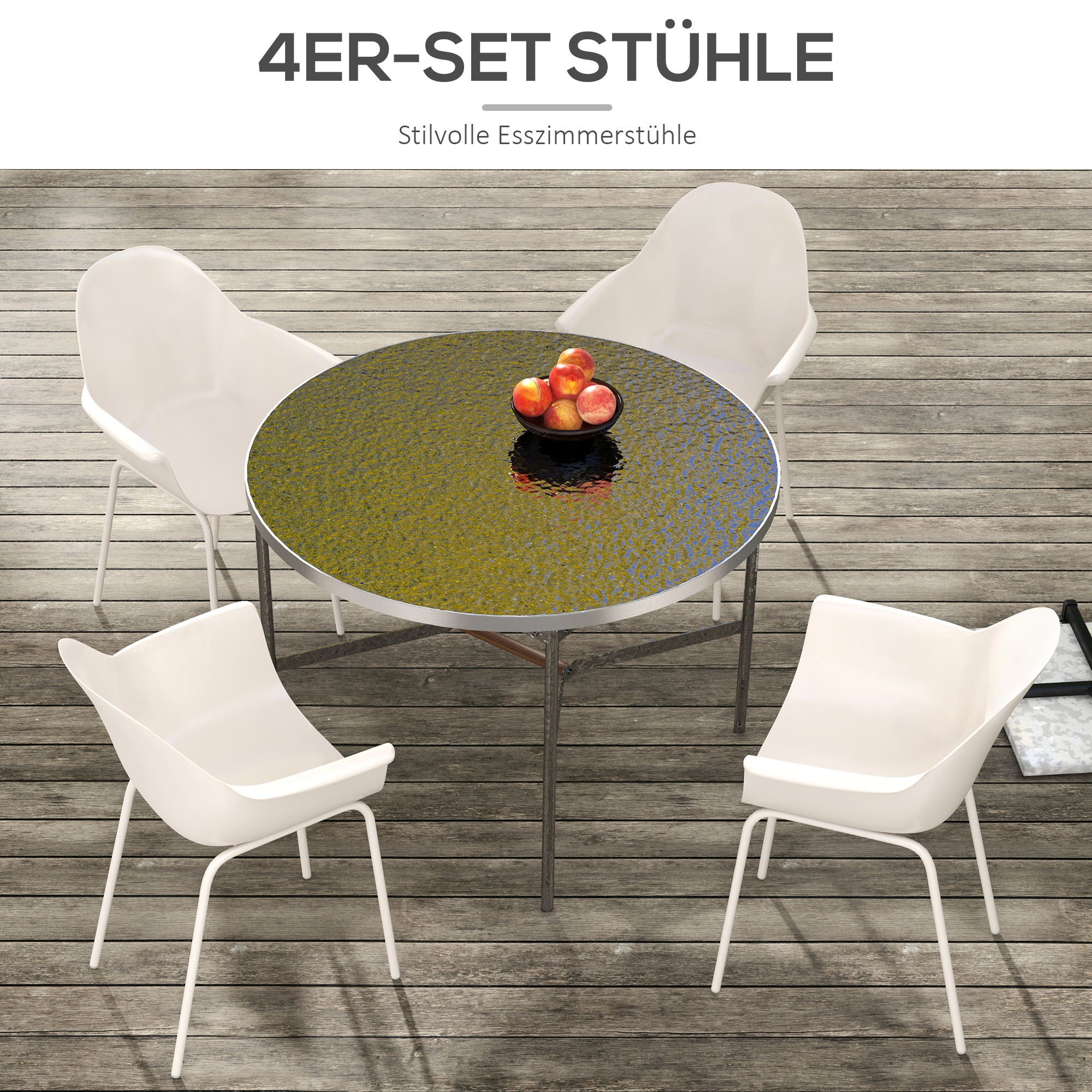 4er-Set Gartenstühle Outdoorstühle Gartenstuhl, Moderns Design, 59 cm x 55 cm x 84 cm, Grau