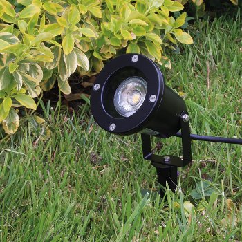 Gartenleuchte "CT-GS10", schwarz, 230V, 1,5m Kabel+Erdspieß, GU10 Fassung
