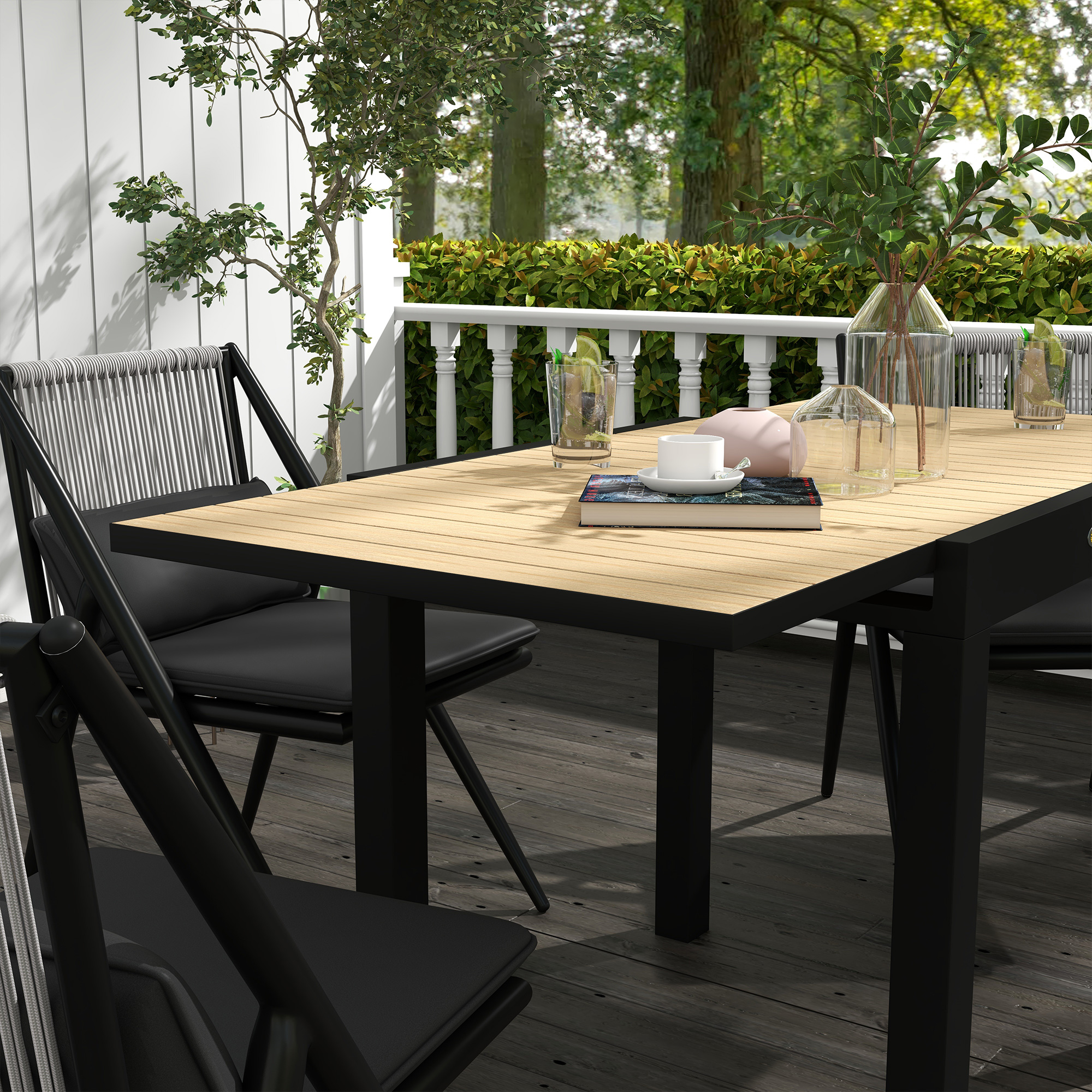 Gartentisch Outdoor-Tisch, wetterbeständig, 162 x 80 x 75 cm, Gelb