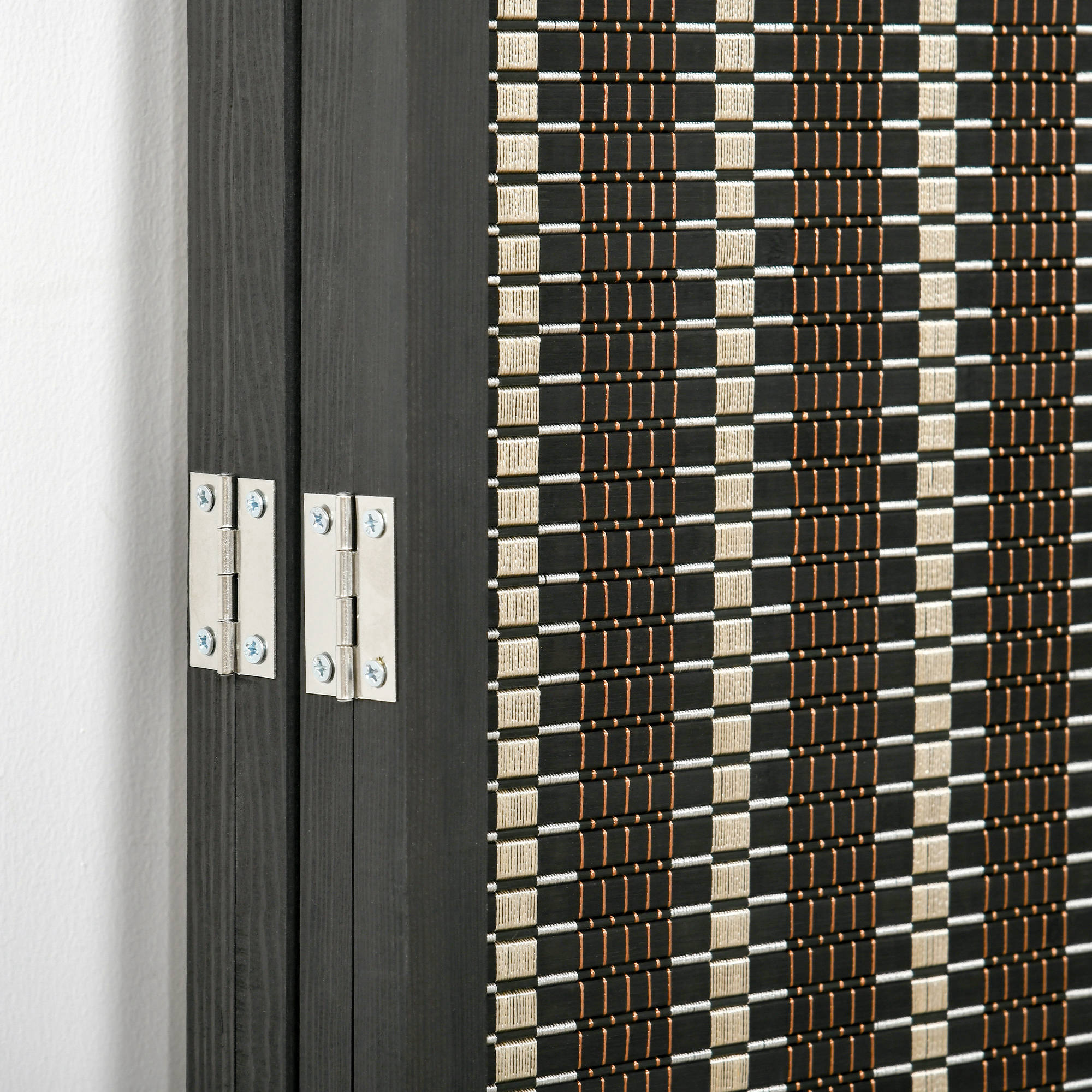 Raumteiler, faltbar, Kiefernholz/Bambus, 180 x 180 cm, Braun/Schwarz