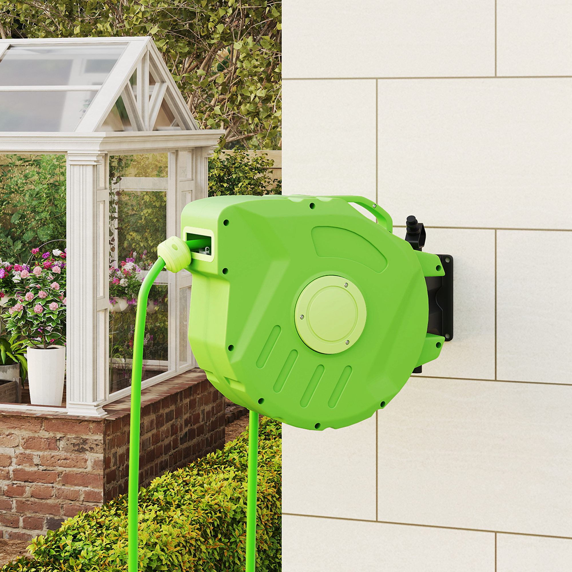 Schlauchtrommel 15+1,5m Schlauchaufroller Automatik schwenkbar Druckluft Garten 180° schenkbar Druckluftschlauch Grün