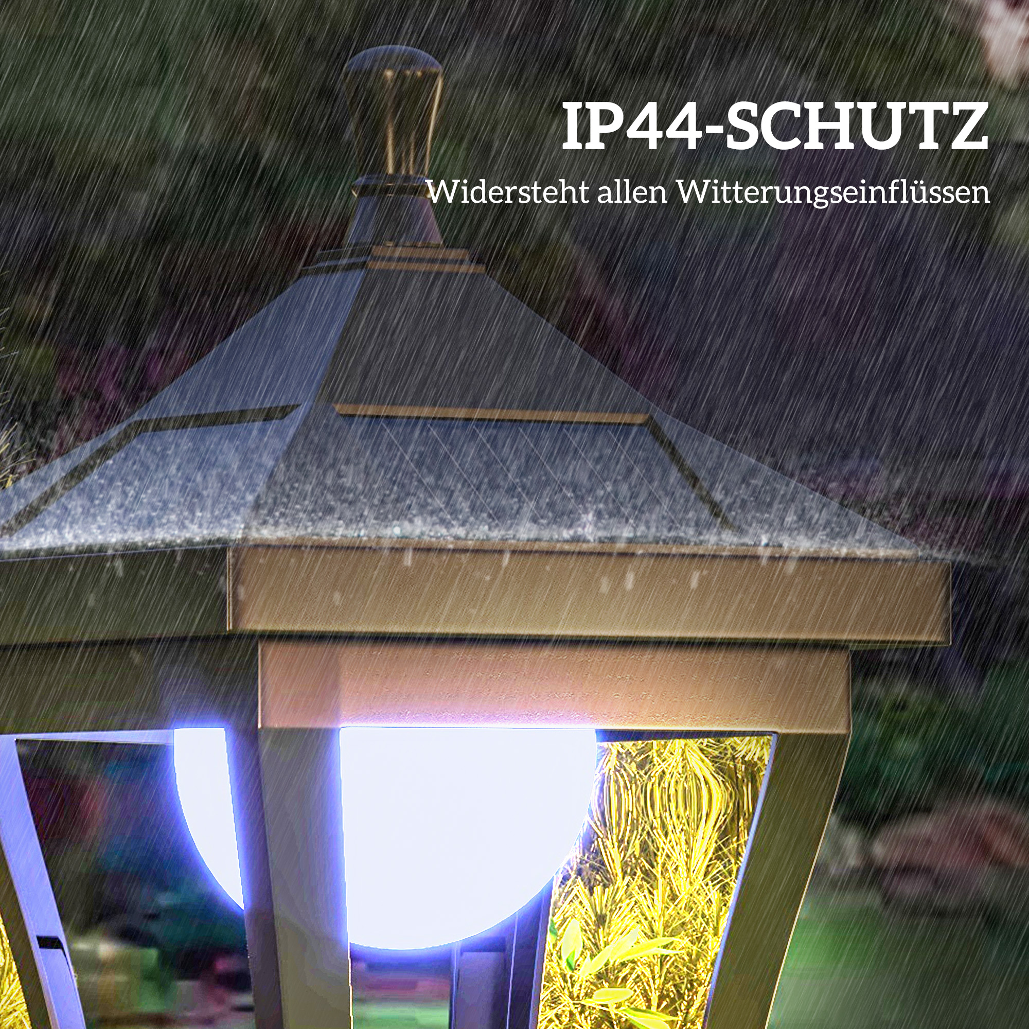 Solar Gartenlaterne 127 cm Gartenlampe mit Kaltweiß LED Licht, Lichtsensor IP44 Wasserdicht