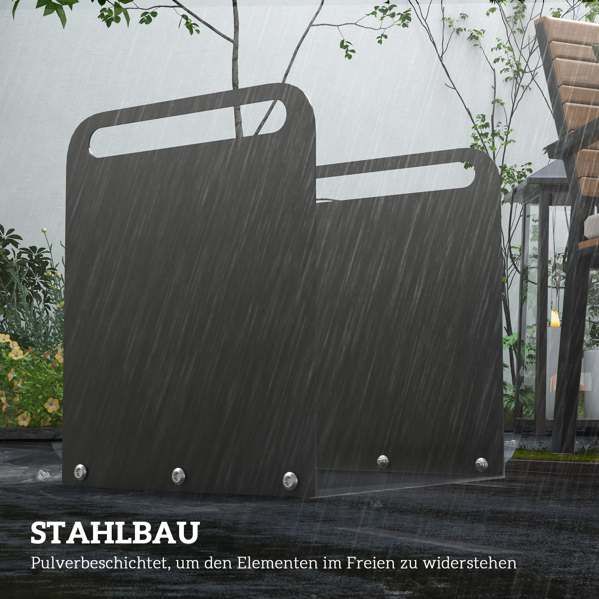 Feuerholzgestell, 2 Tragegriffe, Stahlrahmen, bis 30kg, 36x30x36cm, Schwarz