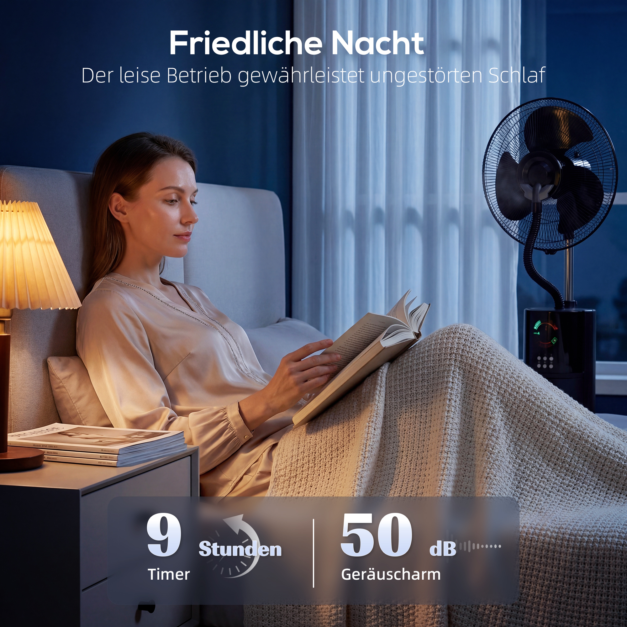 4-in-1 Standventilator mit Wassernebel Luftreiniger Mückenschutz 9-Stunden-Timer 3 Modi Fernbedienung Schwarz