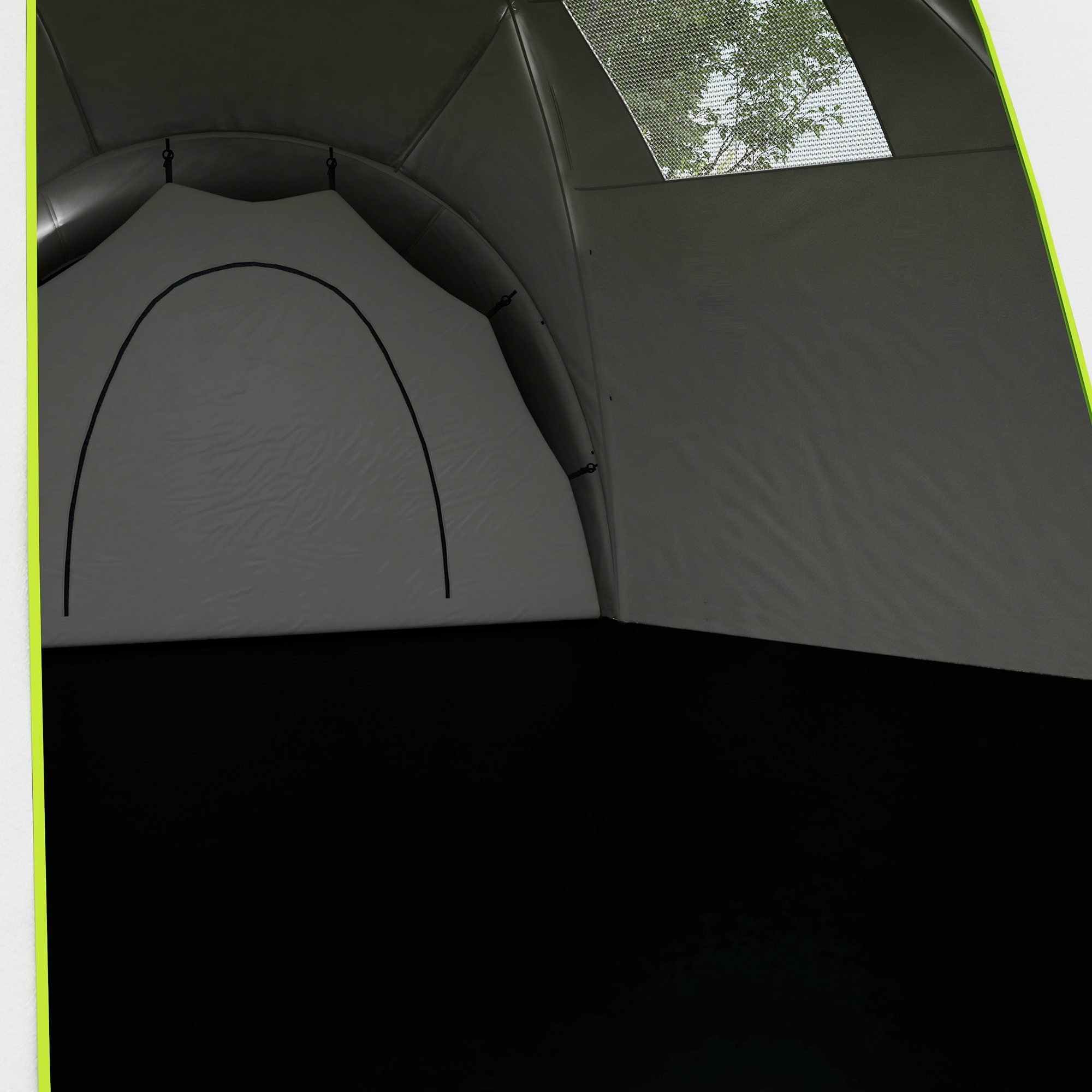 Campingzelt für 6-9 Personen, 4 Räume, Vorzelt, wasserdicht, 615x 615x225cm, Grün