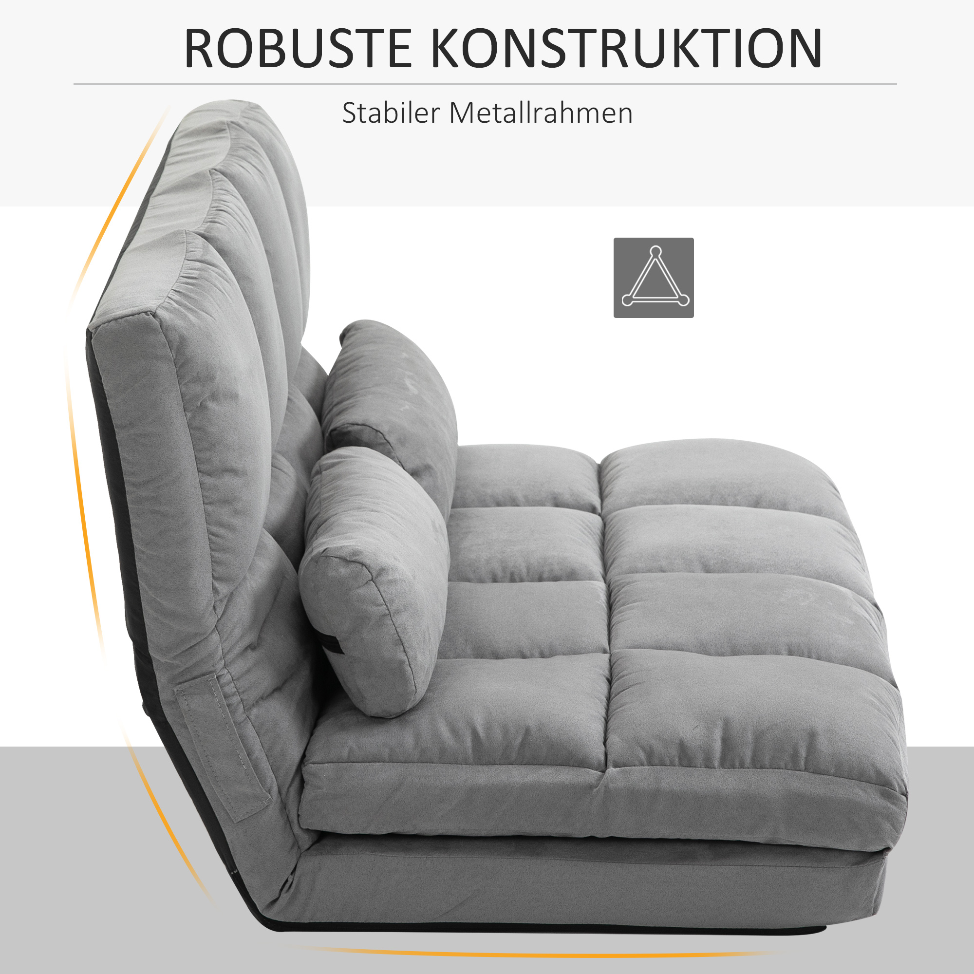 Bodenstuhl Bodensessel mit Liegefunktion Verstellbarer Rückenlehne Sitzkissen Relaxsessel zum Fernsehen, Lesen Meditationsstuhl Lazy Sofa Lesesessel für Meditation Yoga Büro Grau