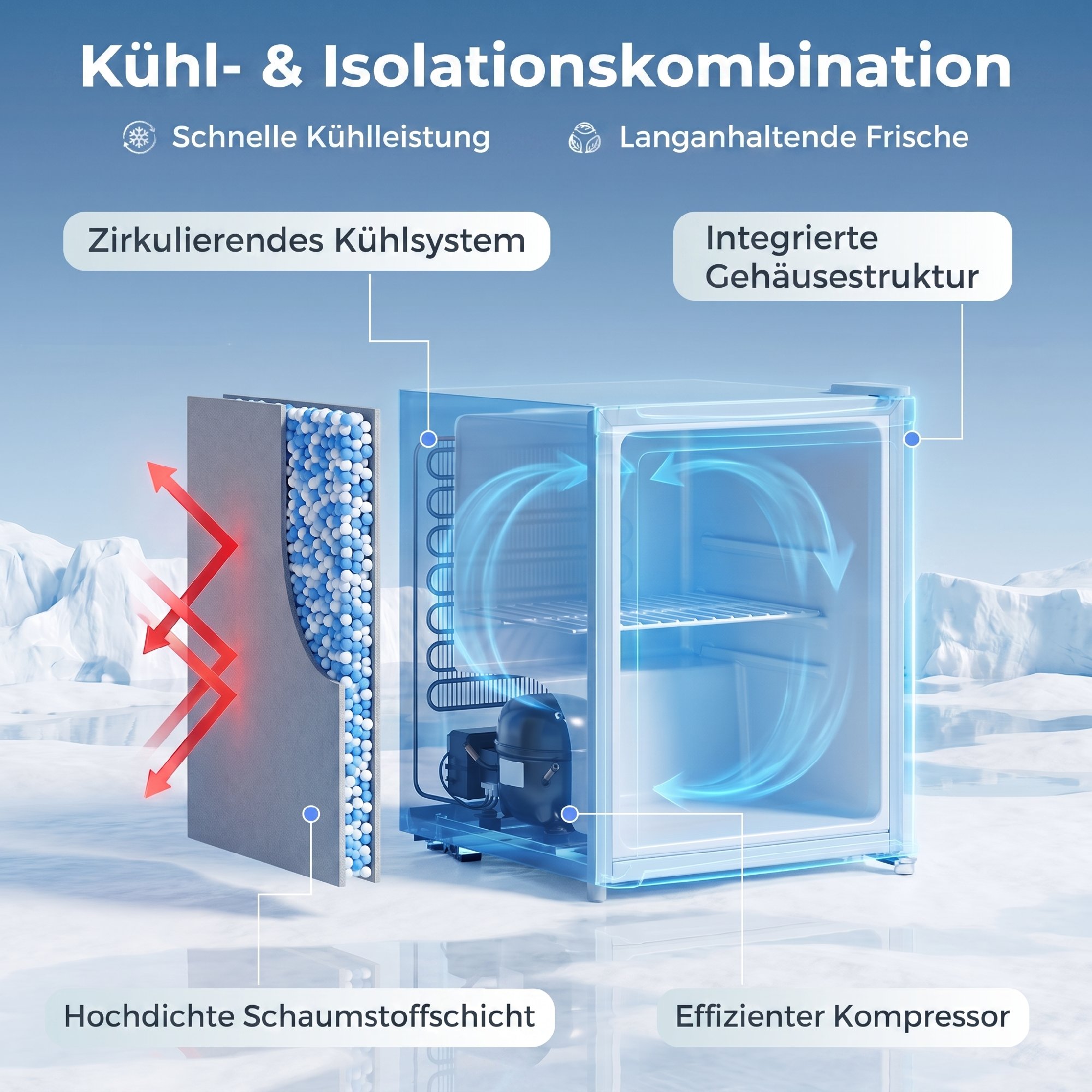 Mini-Gefrierschrank 35 L Gefrierbox elektrisch freistehend 161 W Mini Gefriertruhe 47 x 44,2 x 48,8 cm Grau