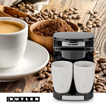 kompakte Kaffeemaschine | 2 Porzellantassen | 0,25 l | 450 W | Automatische Abschaltung | schwarz