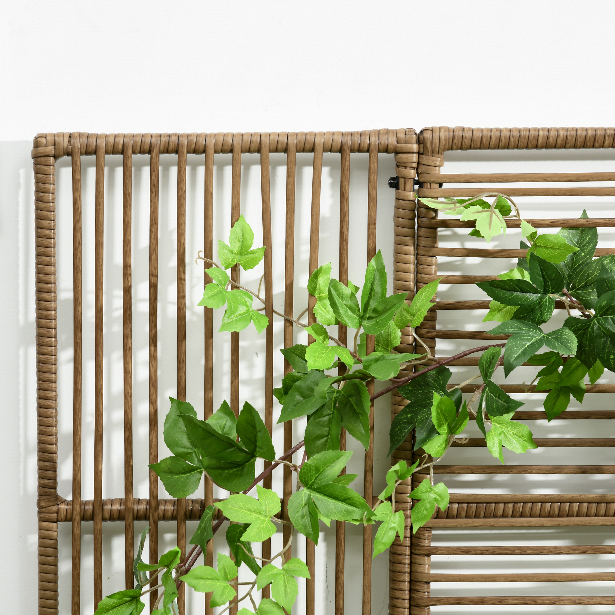 Blumenkasten mit Spalier, wetterfest, Polyrattan, 103 x 103 x 29 cm, Sandfarbe
