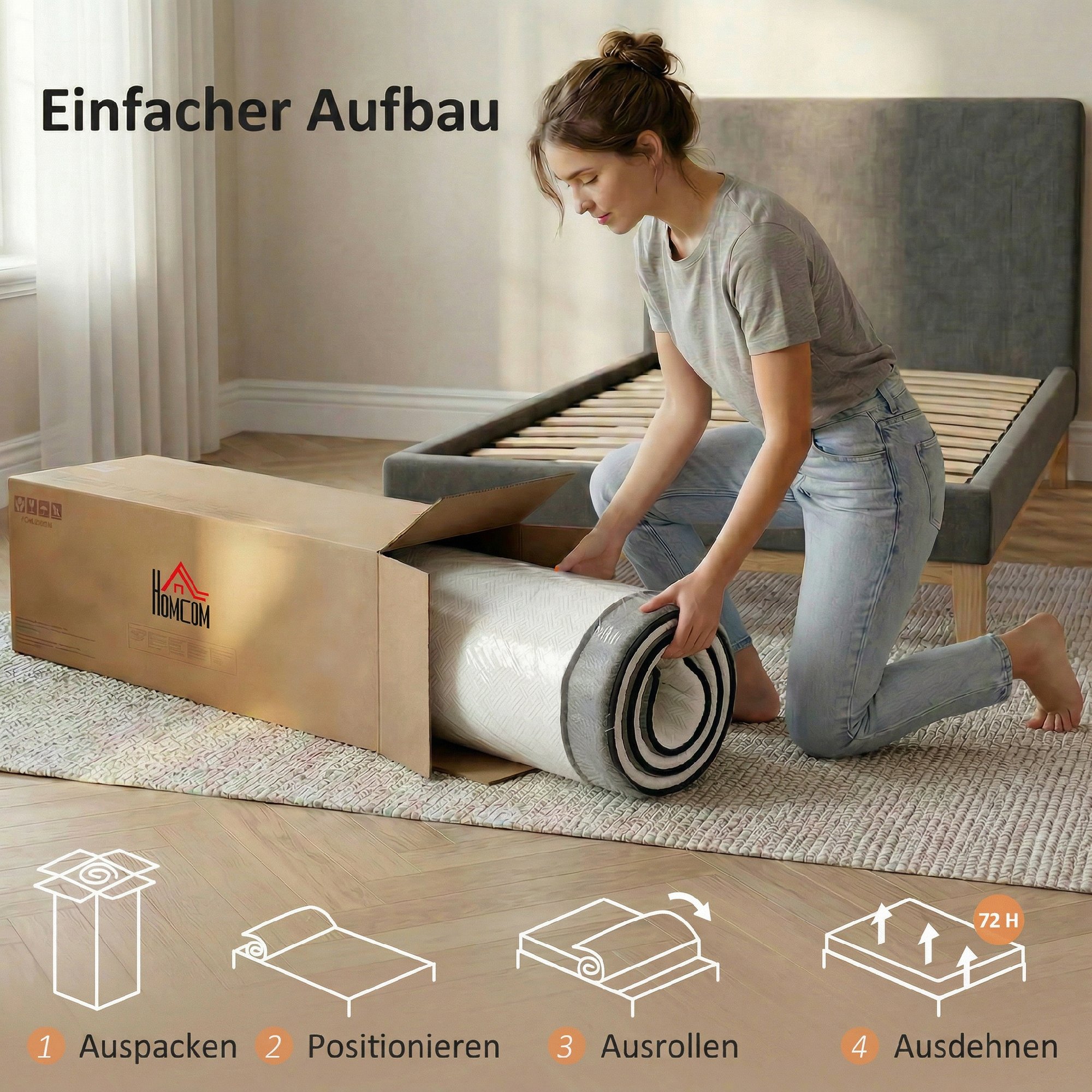 Matratze 140x200cm H3 mittelfest 20 cm Höhe Ergonomisch, Atmungsaktiv  aus Gel-Memory-Schaumstoff, Öko-Tex & CertiPUR