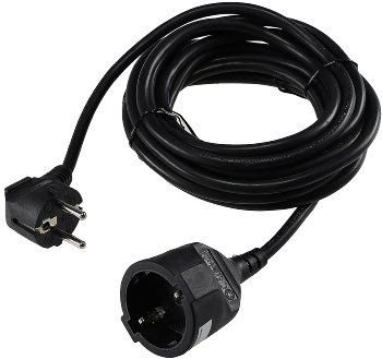 Schutzkontakt-Verlängerung, 5m, schwarz - H05VV-F3G 1,5mm² 16A/250V Schutzkontakt-Verlängerung, 5m, schwarz - H05VV-F3G 1,5mm² 16A/250V