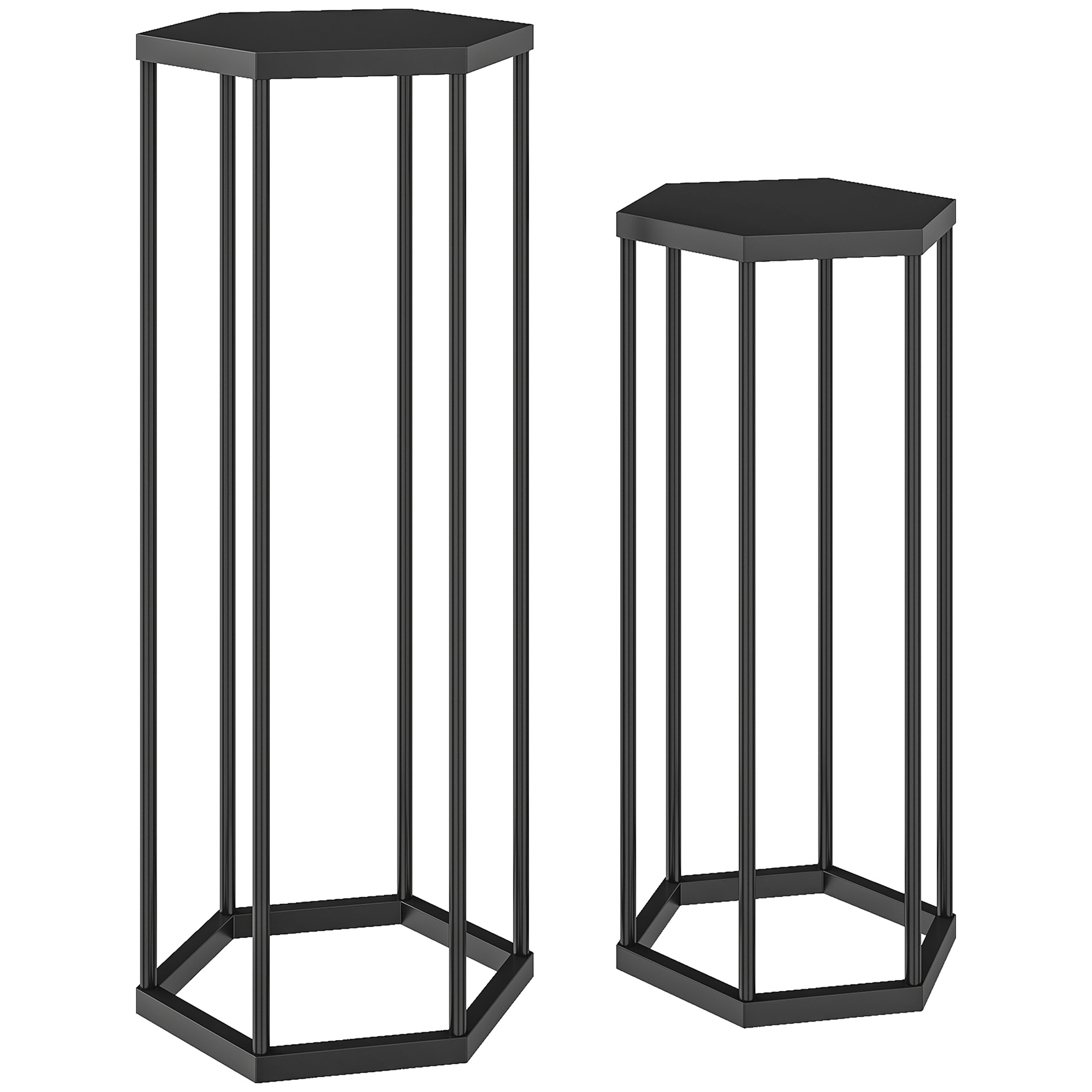 2er-Set Pflanzständer für Innen- und Außenbereich, Hexagonale Metall-Blumentopfhalter für Garten, Terrasse, Balkon