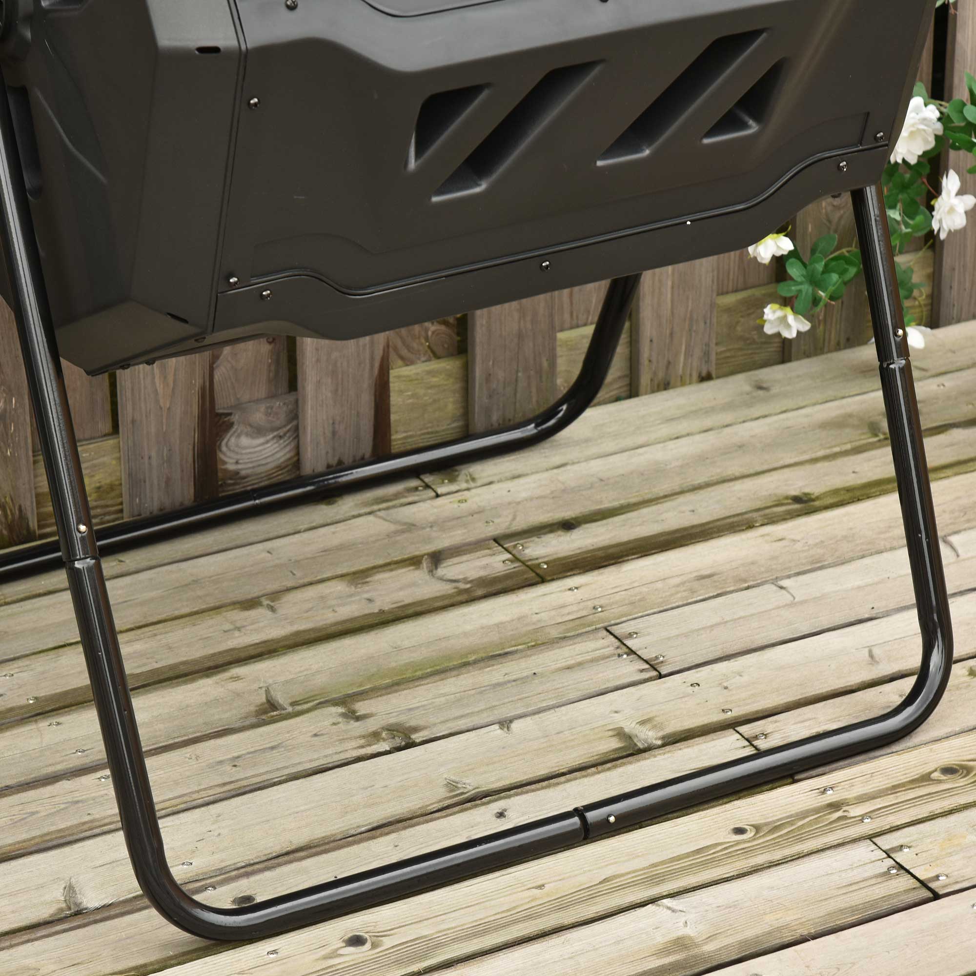 Kompostbehälter mit 2 Behältern, 160 L Fassungsvermögen, drehbar, 71 cm x 65 cm x 96 cm, Grün + Schwarz