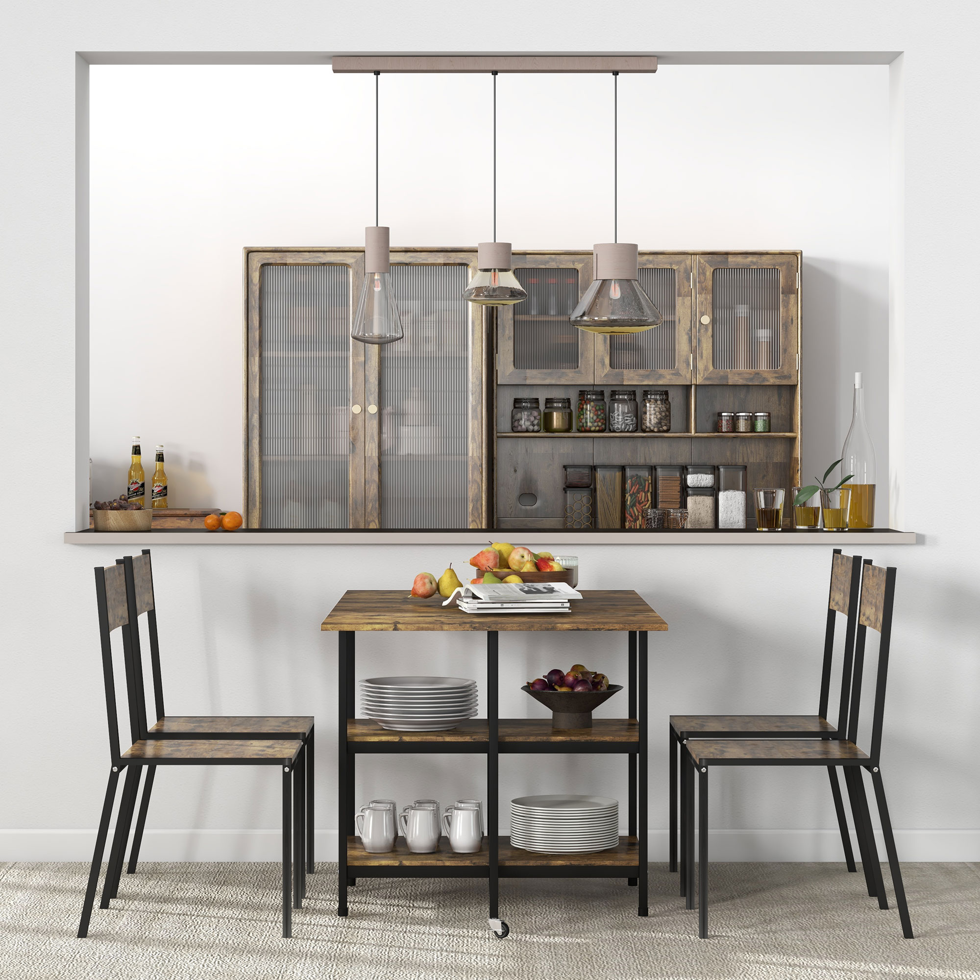Esstisch Klapptisch klappbarer Esstisch, Industriedesign, 140 cm x 80 cm x 75 cm, Braun + Schwarz