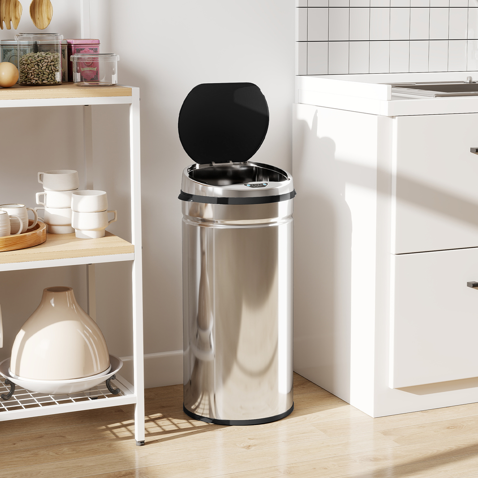 42 L Sensor Mülleimer, Automatischer Abfalleimer, Rostfreier Kücheneimer mit Infrarotsensor, für Küche, Esszimmer