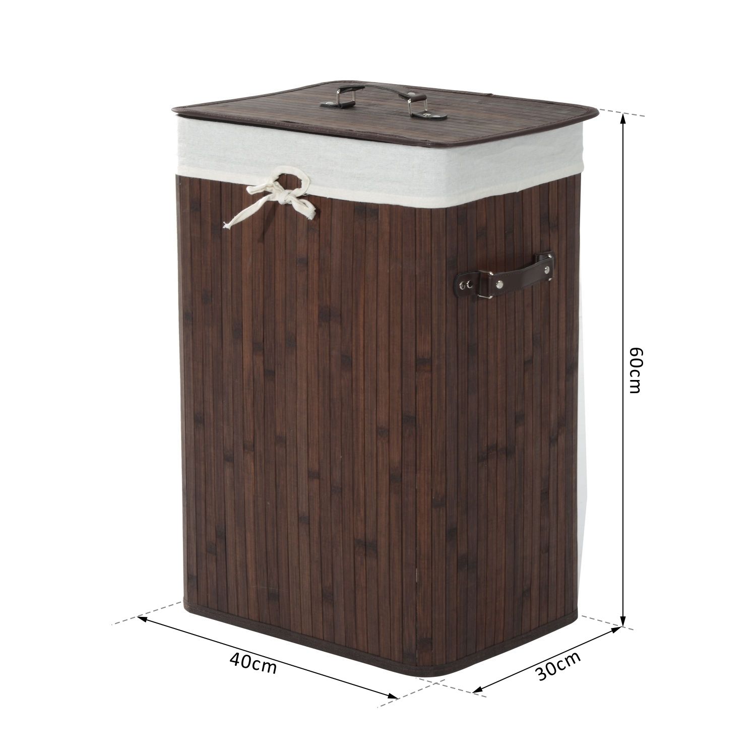Wäschekorb schmal mit Deckel 72L Wäschesammler mit Griff, herausnehmbarer Wäschesack, Wäschebox für Waschküche Schlafzimmer Badezimmer, Dunkelbraun