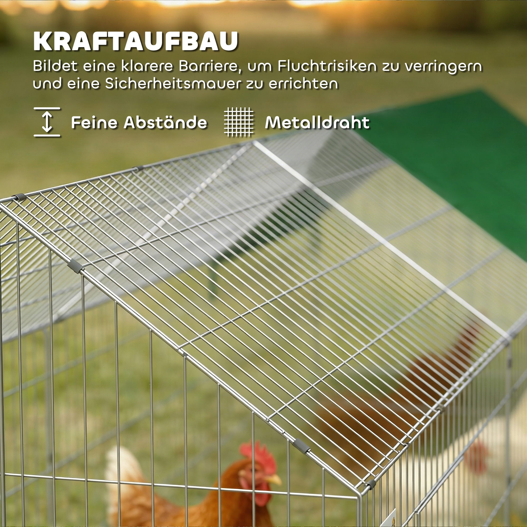 Kleintierstall Kaninchenstall mit Spitzdach abschließbare Türen Schutzabdeckung für Kleintiere 180 x 75 x 75 cm Grün