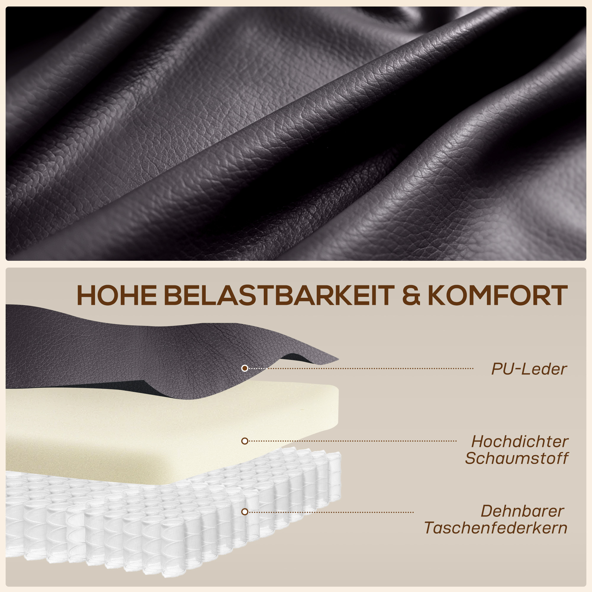 Massagesessel mit Wipp-, Liege- & Wärmefunktion, 3 Modi, drehbar, Dunkelbraun