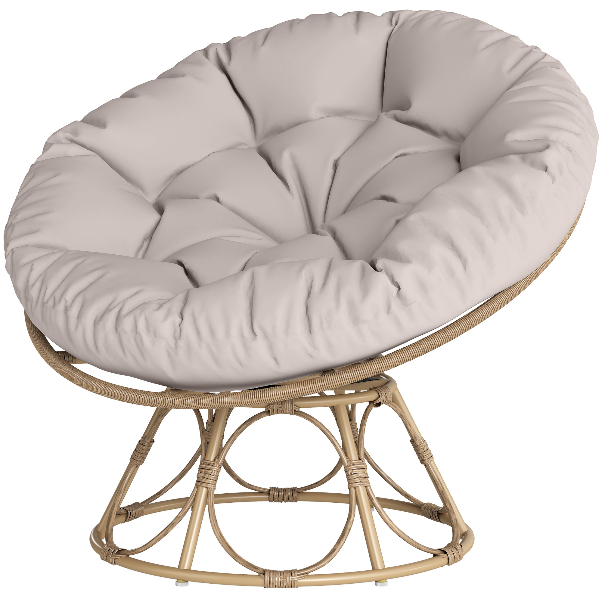 Papasansessel Rattan 360° drehbar Korbsessel mit Sitzkissen runder Outdoor