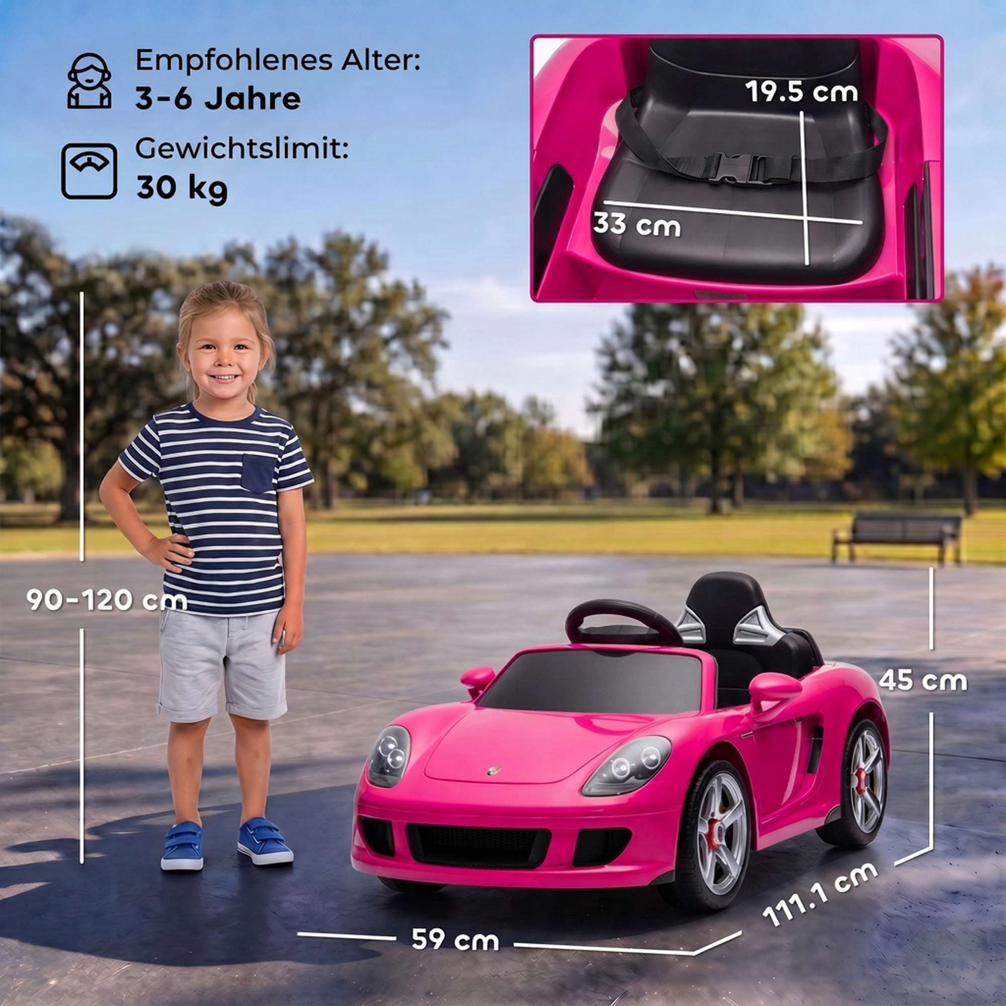 Kinder Elektroauto Porsche 12V Kinderauto mit Lithium-Akku Fernbedienung 2 Motoren Sanftanlauf Hinterradfederung