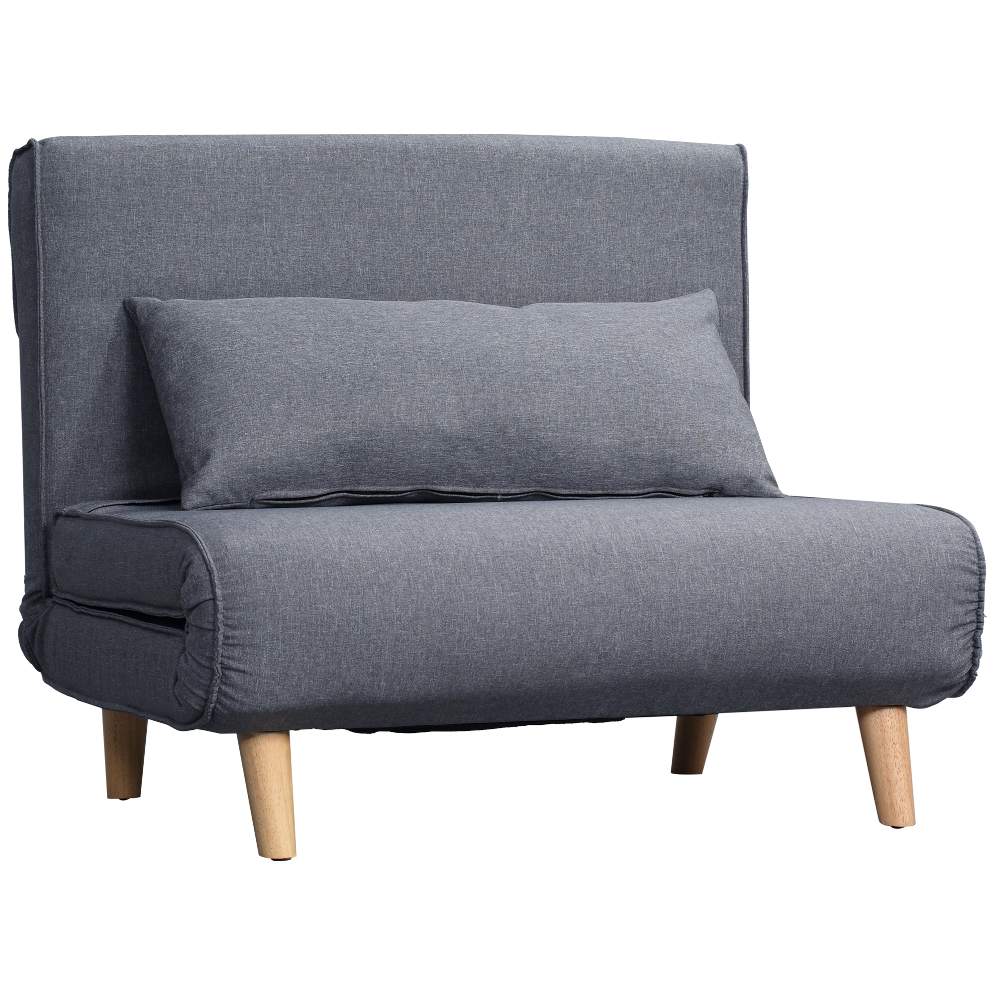 Einzelsofa Schlafsofa Sofabett Klappsofa verstellbar Rückenlehne Liege nordisch skandinavisch 25D Schaumstoff Haus Leinenimitat Tannenholz Grau 94 x 78 x 80 cm