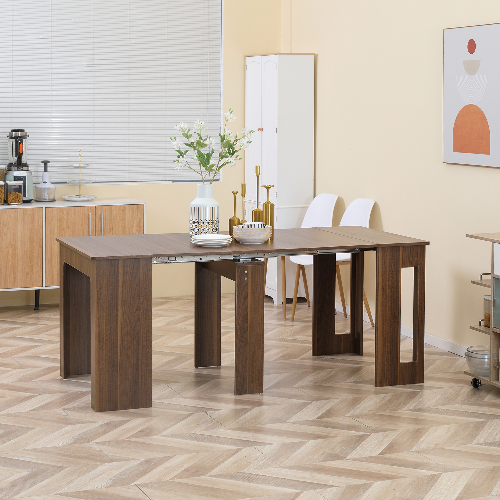 Ausklappbarer Esstisch Ausziehbarer Esstisch  Esstisch, mobil, modernes Design, 180cm x 85cm x 75cm, Braun