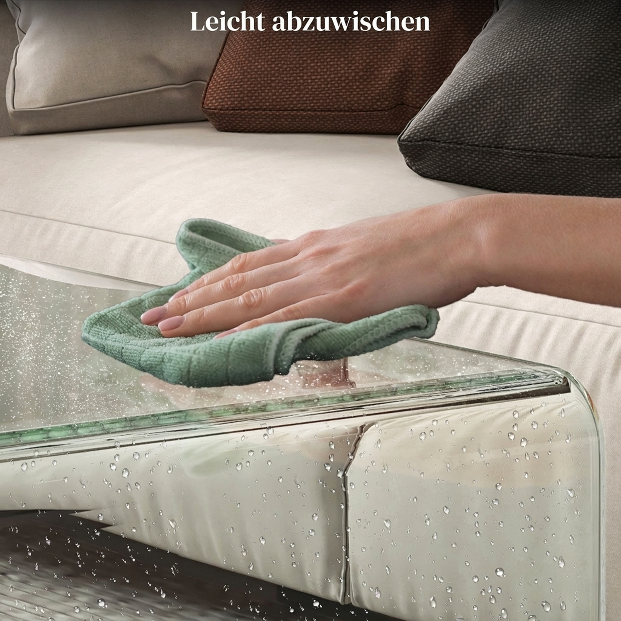 Stabiler Couchtisch aus Glas, einteiliges Design, schlicht und modern, 100 x 50 x 35 cm, Transparent