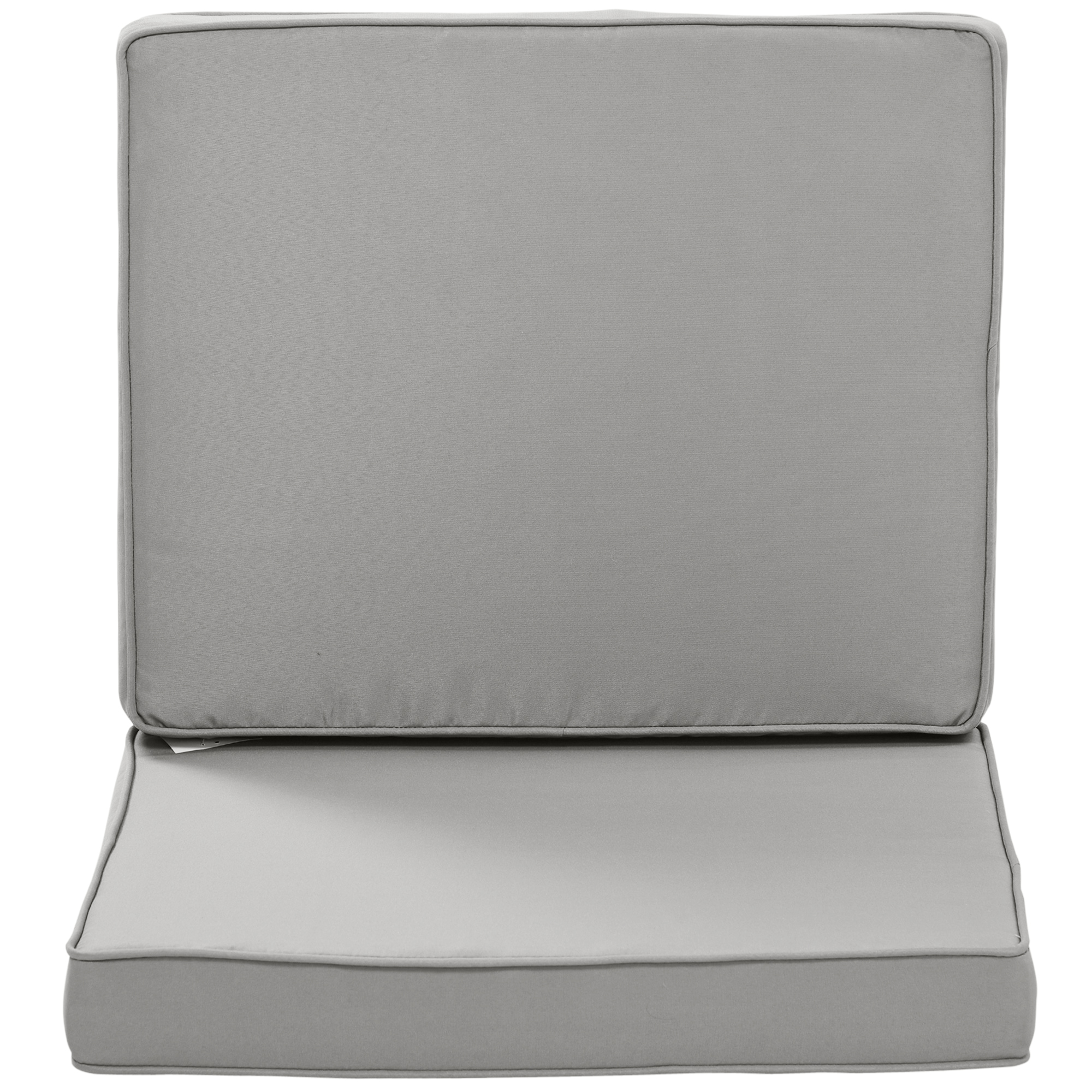 2 teilige Sitzkissen, 56 x 52 cm Stuhlkissen mit Reißverschluss, Stoffbezug, 7cm dick Polsterauflage, waschbar Hellgrau