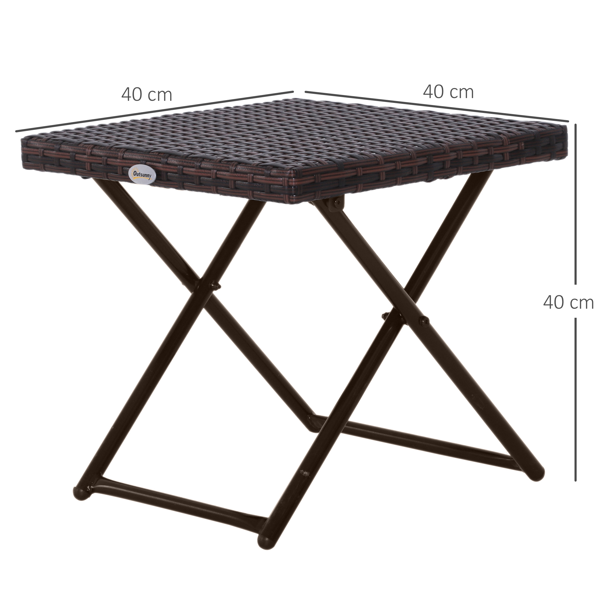 Beistelltisch aus Polyrattan klappbar Kaffeetisch Couchtisch Tablett Balkontisch Gartentisch Sofatisch Teetisch Gartenmöbel Rattantisch für Garten Terrasse Balkon, 40x40x40cm Braun