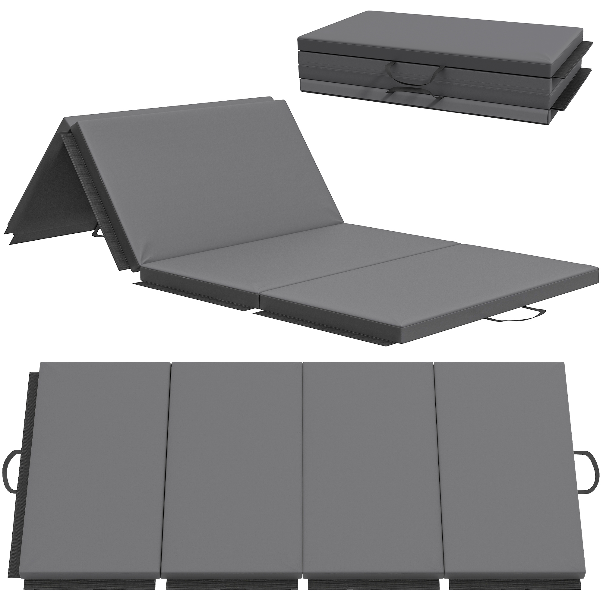 Trainingsmatte, faltbare Fitnessmatte Sportmatte mit Griffen Gymnastikmatte Grau, 180 x 80 x 5 cm