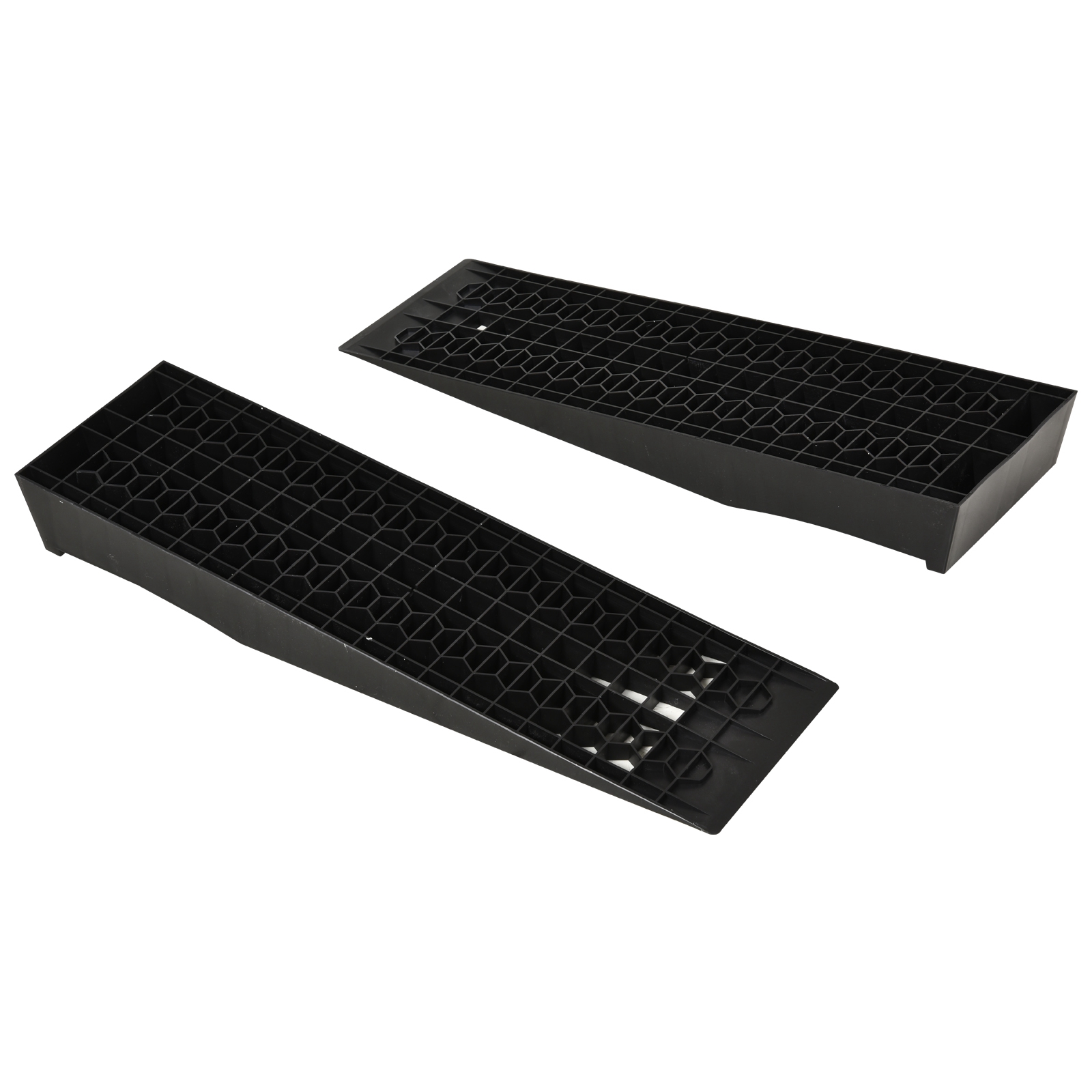 2-teiliges Auffahrrampen-Set, Schwellenrampe, Bordsteinrampe, Gummirampen, 3 Tonnen Tragkraft, Kunststoff, Schwarz