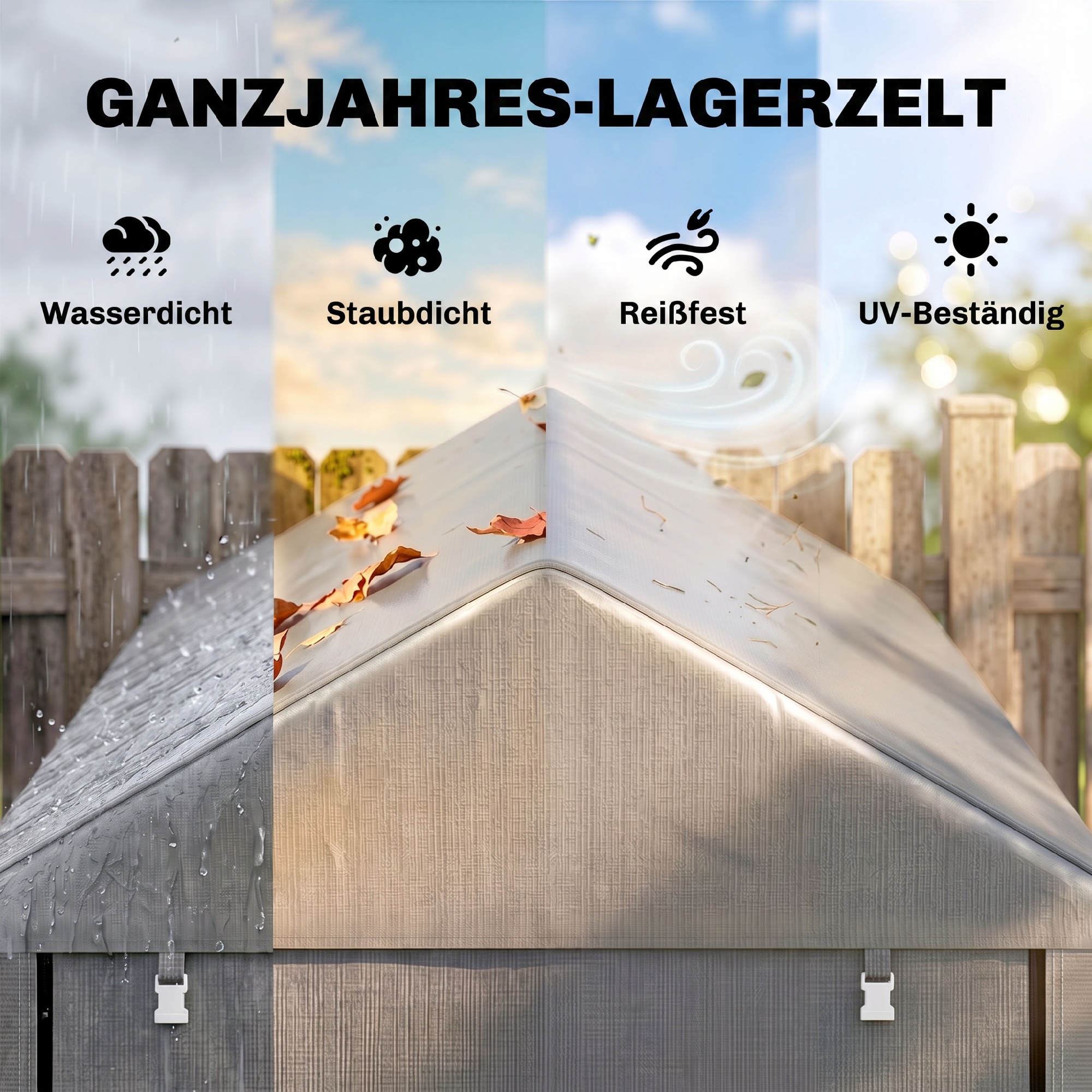 Gartenschuppen, Lagerzelt, robust & wetterfest, Stahlrahmen, 1,2x1,8x1,6m, Hellgrau