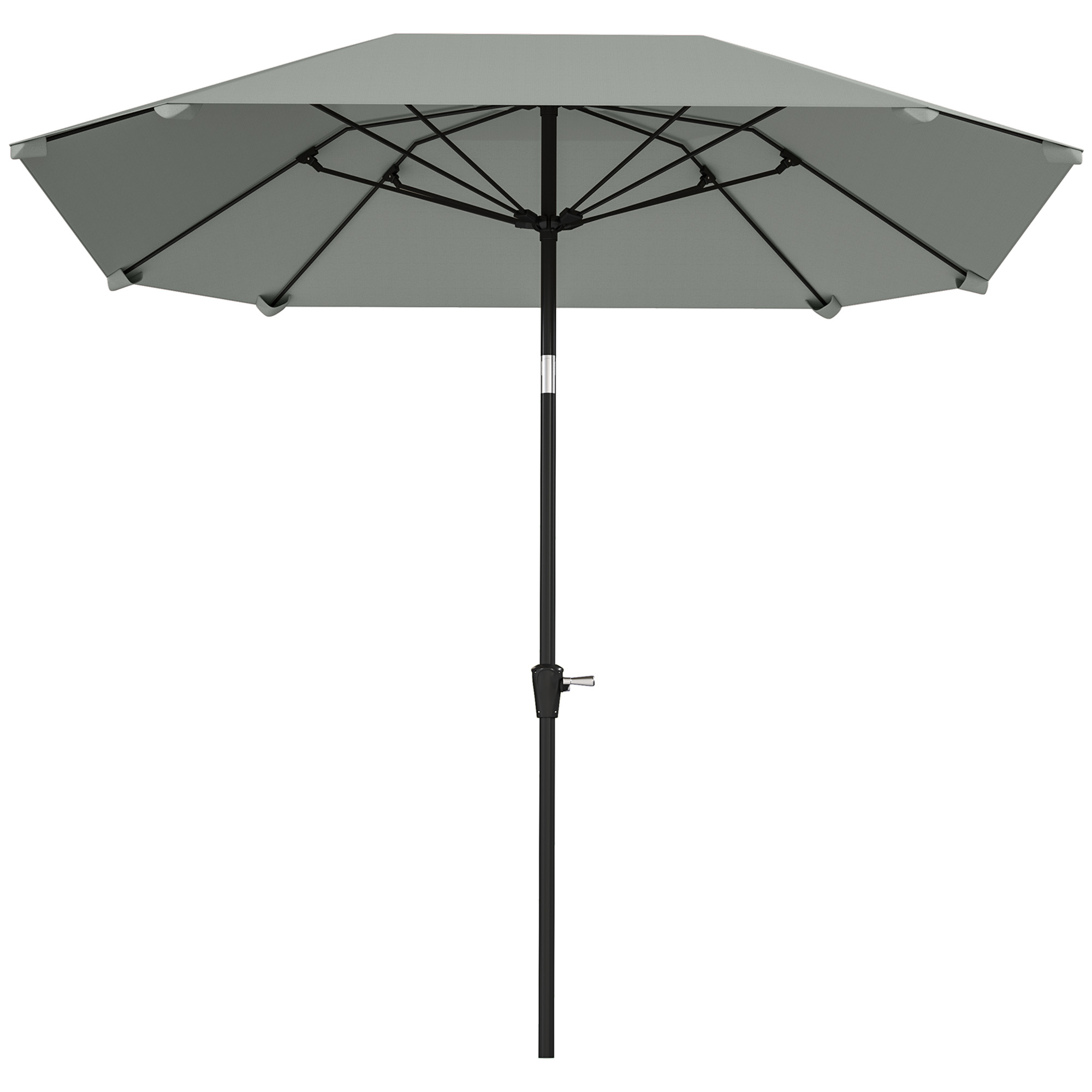 2,3 m Sonnenschirm ohne Basis, Verstellbarer Terrassenschirm mit Kurbel, Polyester, Aluminium, Fiberglas, Dunkelgrau