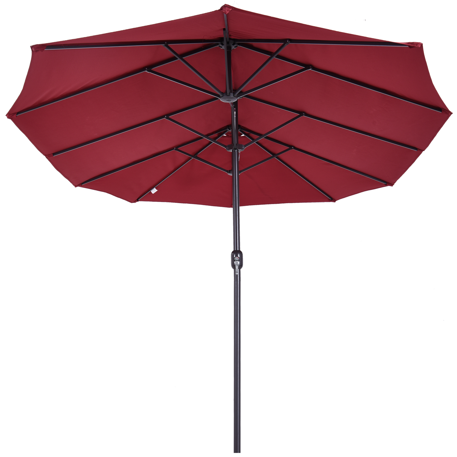 Doppelsonnenschirm 455 x 270 cm Gartenschirm mit Handkurbel oval stabil Metallstange Marktschirm Doppelsonnenschirm Terrassenschirm Sonnenschutz für Strand Balkon Terrasse Garten Weinrot