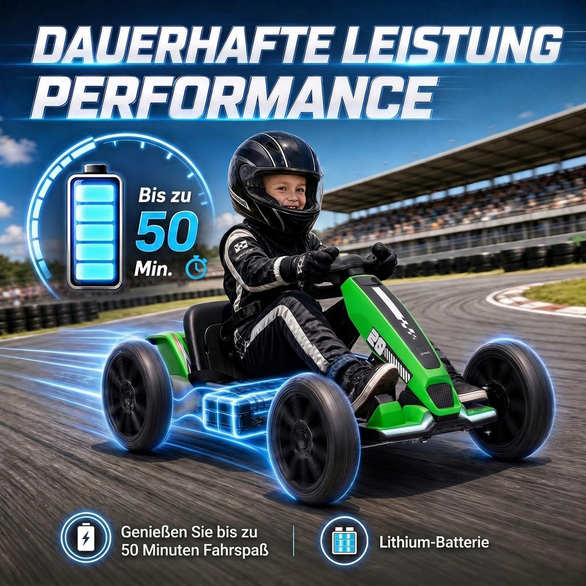 Elektro Go-Kart für Kinder 12V Gokart mit 2 Motoren, 4-fach verstellbarem Sitz Sanftanlauf EVA-Räder LED-Scheinwerfer