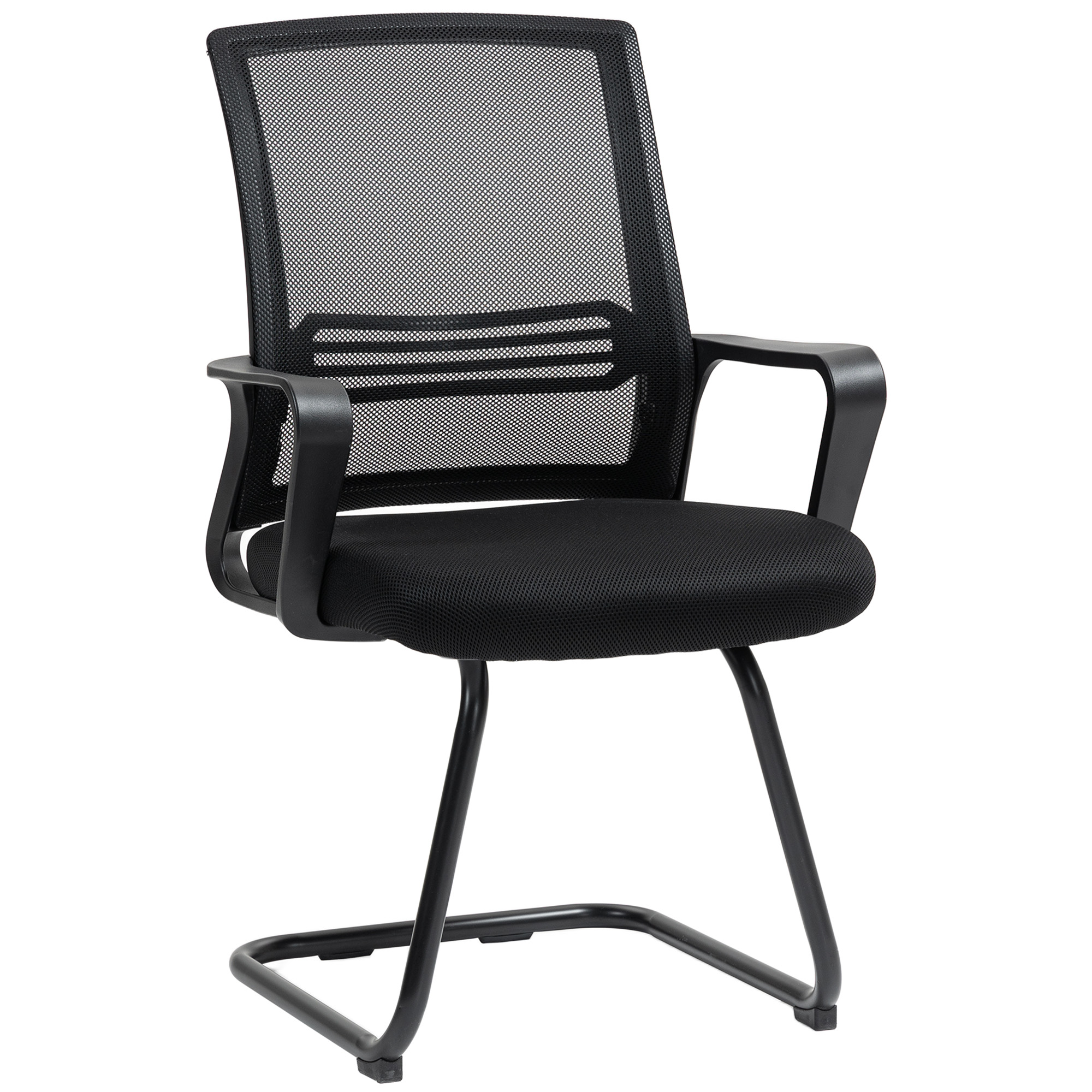 Ergonomischer Stuhl, Netzstoff, Schaumstoff, Metallbeine, Kufenbasis, Schwarz
