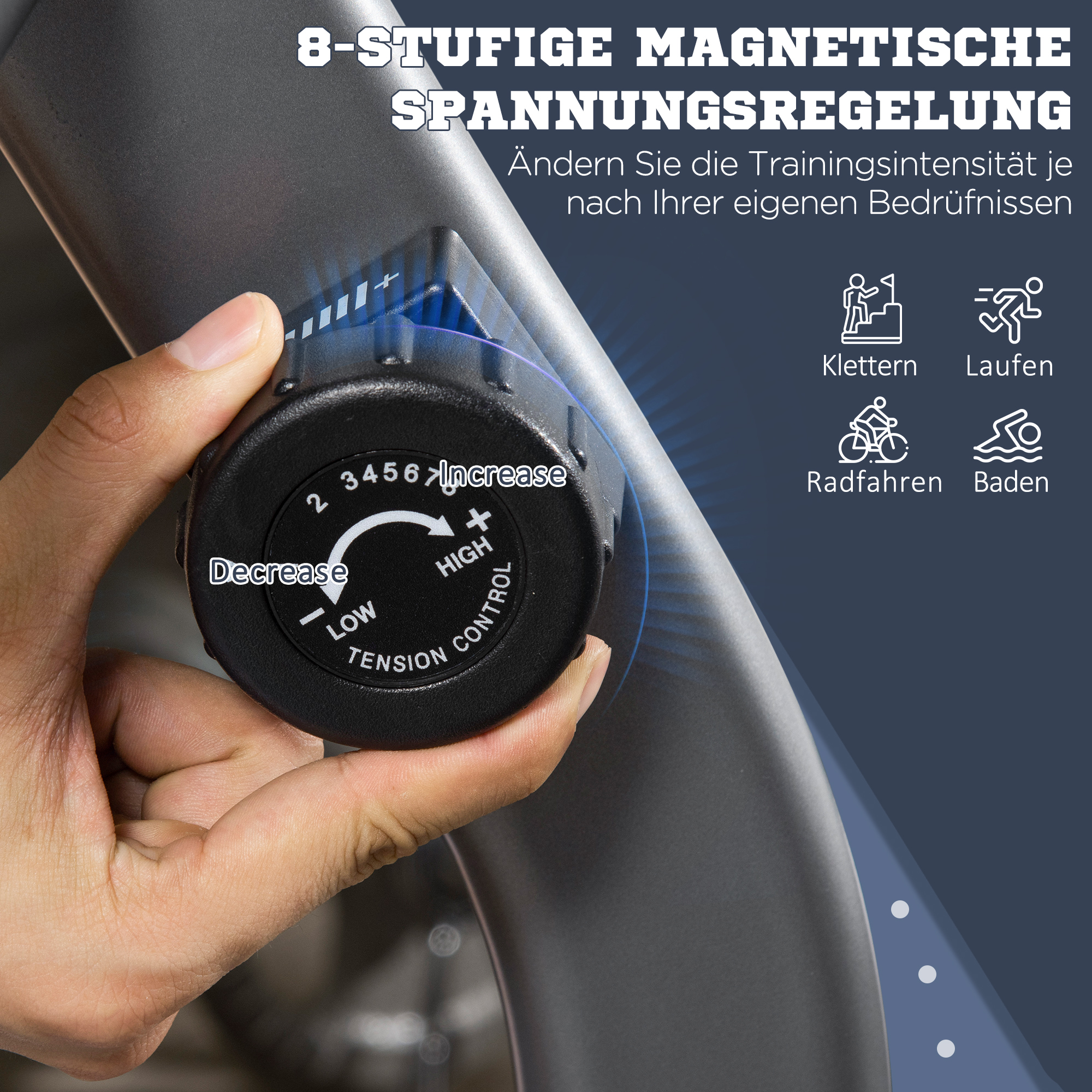 Liegeergometer mit LCD-Anzeige 8 stufig einstellbarem Magnetwiderstand Liegefahrrad Heimtrainer mit Herzfrequenzsensoren, verstellbarer Rückenlehne, Sitzergometer für Senioren bis 110 kg