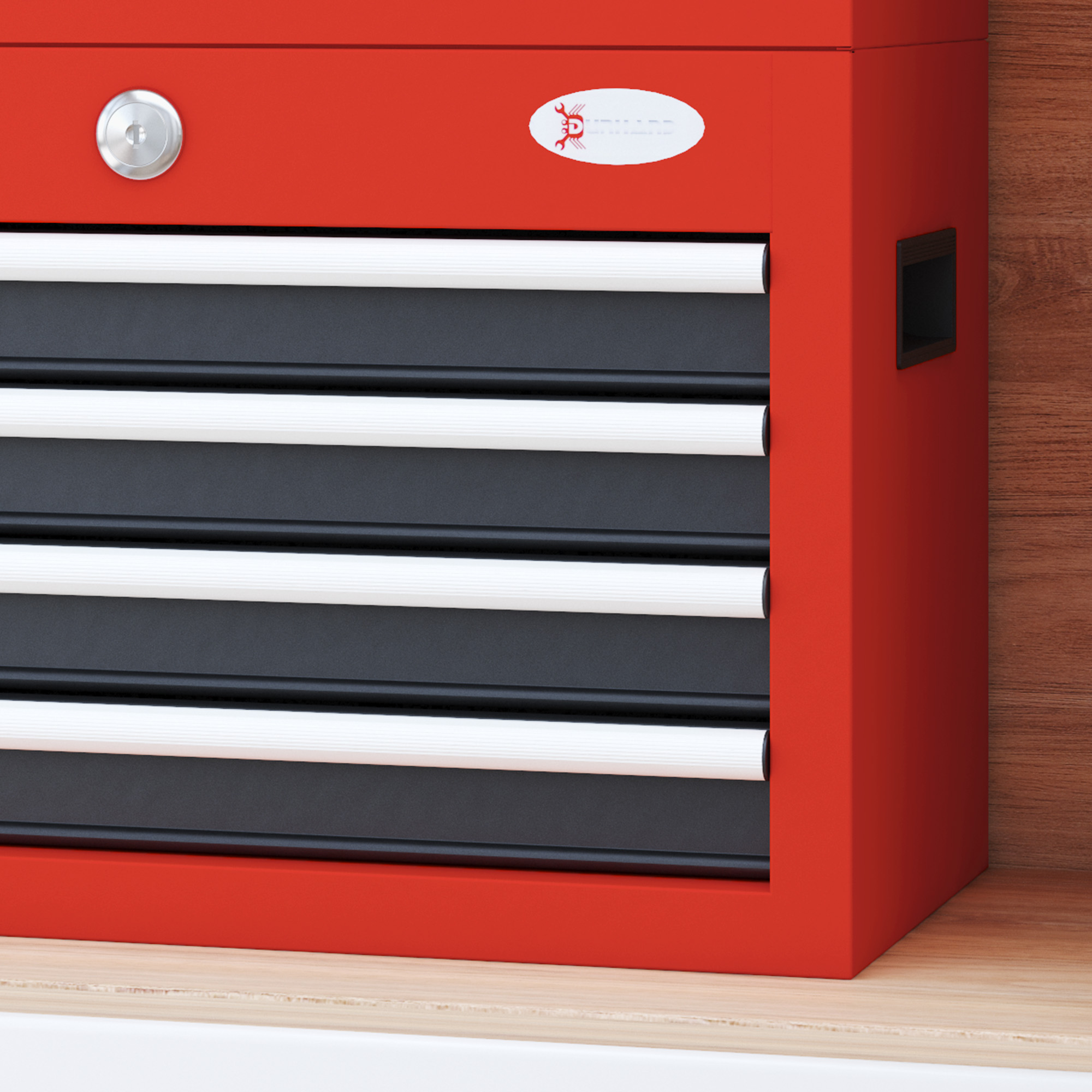Werkzeugkasten Werkzeugtrolley, inkl, Schloss, 2 Schlüssel, 45 cm x 24,5 cm x 32,5 cm, Rot