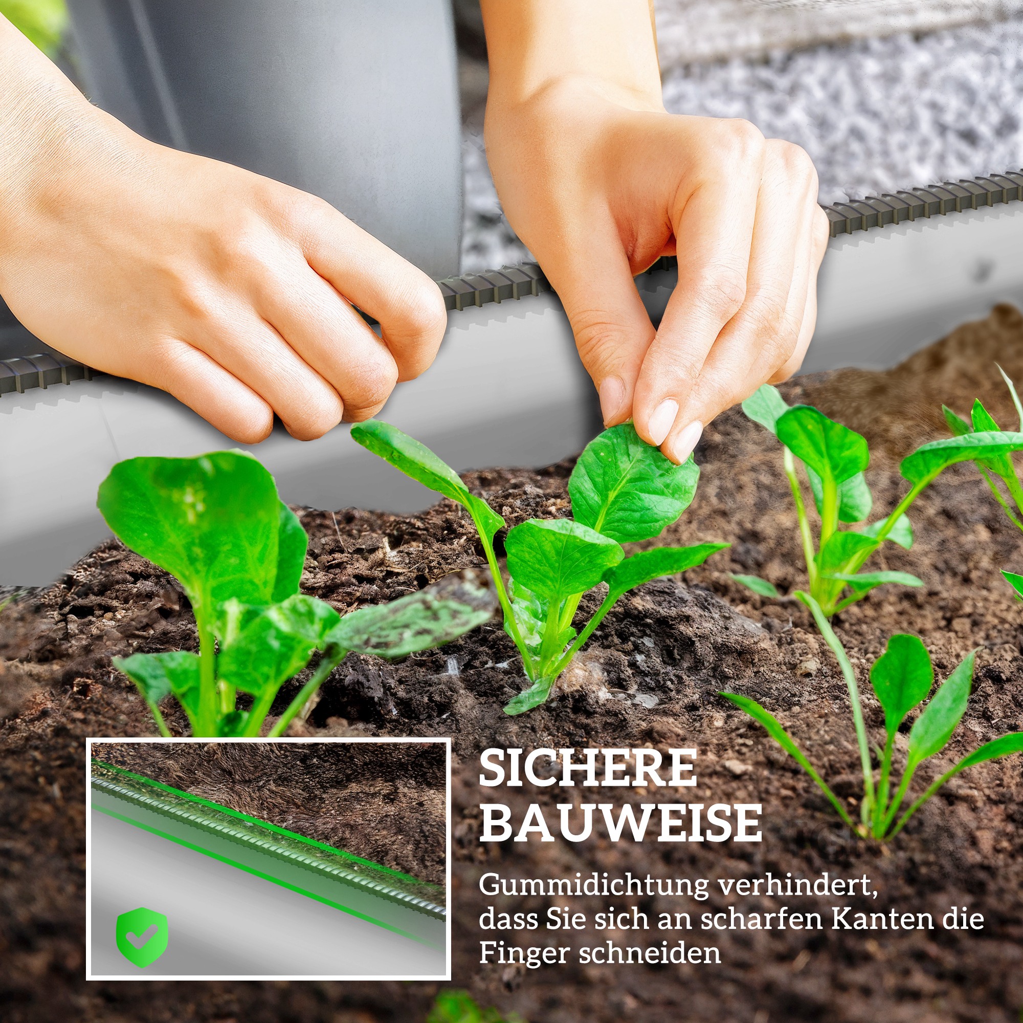Hochbeet Pflanzenbeet, modulares Hochbett, geschützte Kanten, Design ohne Boden,  150 x 62 x 30 cm, Silber