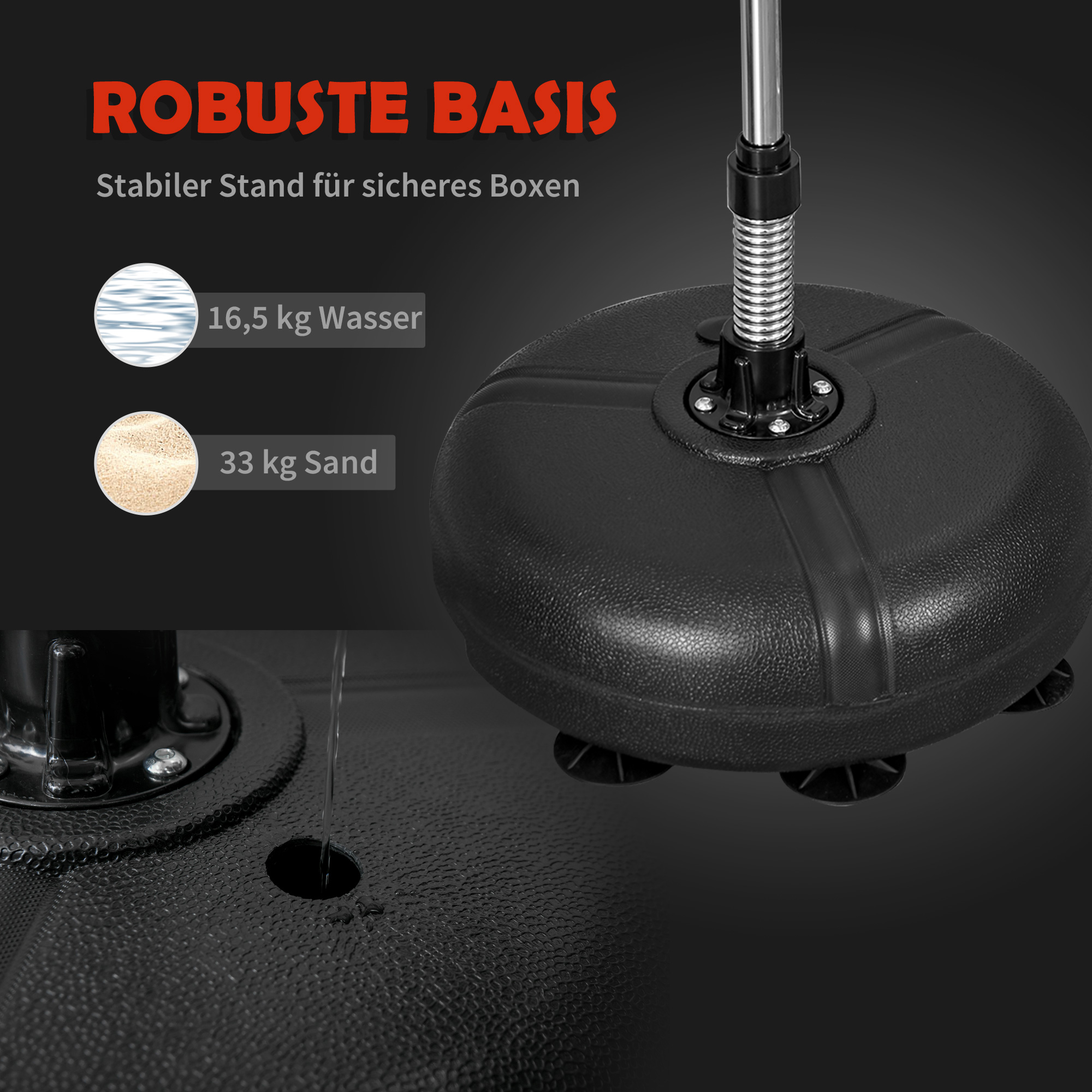 Punchingball Set Standbox Fitness Boxsack Training Set 133-151 cm höhenverstellbar mit 1 paar Handschuhe geeignet für Profis und Anfänger Schwarz